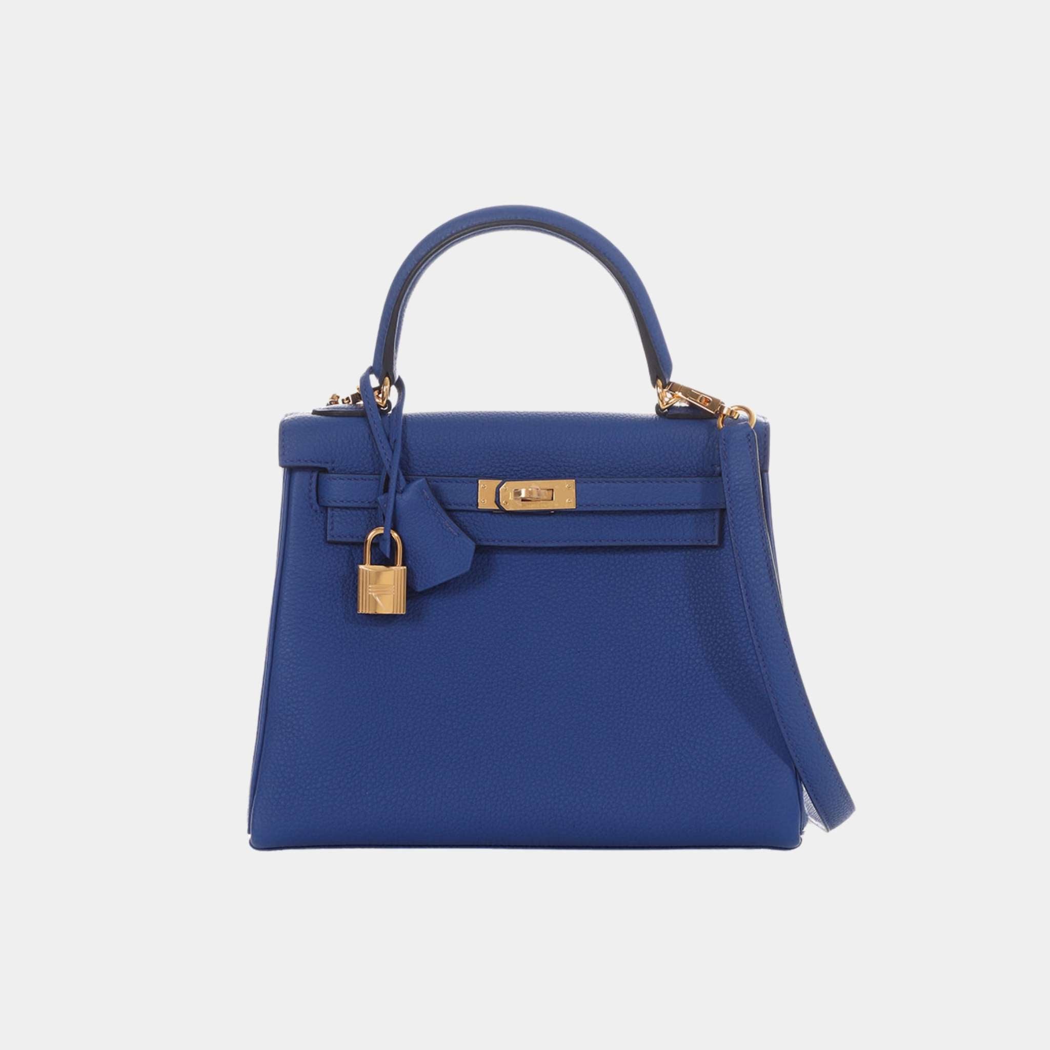 Hermes Kelly 25 Togo Bleu Royal GHW, Front