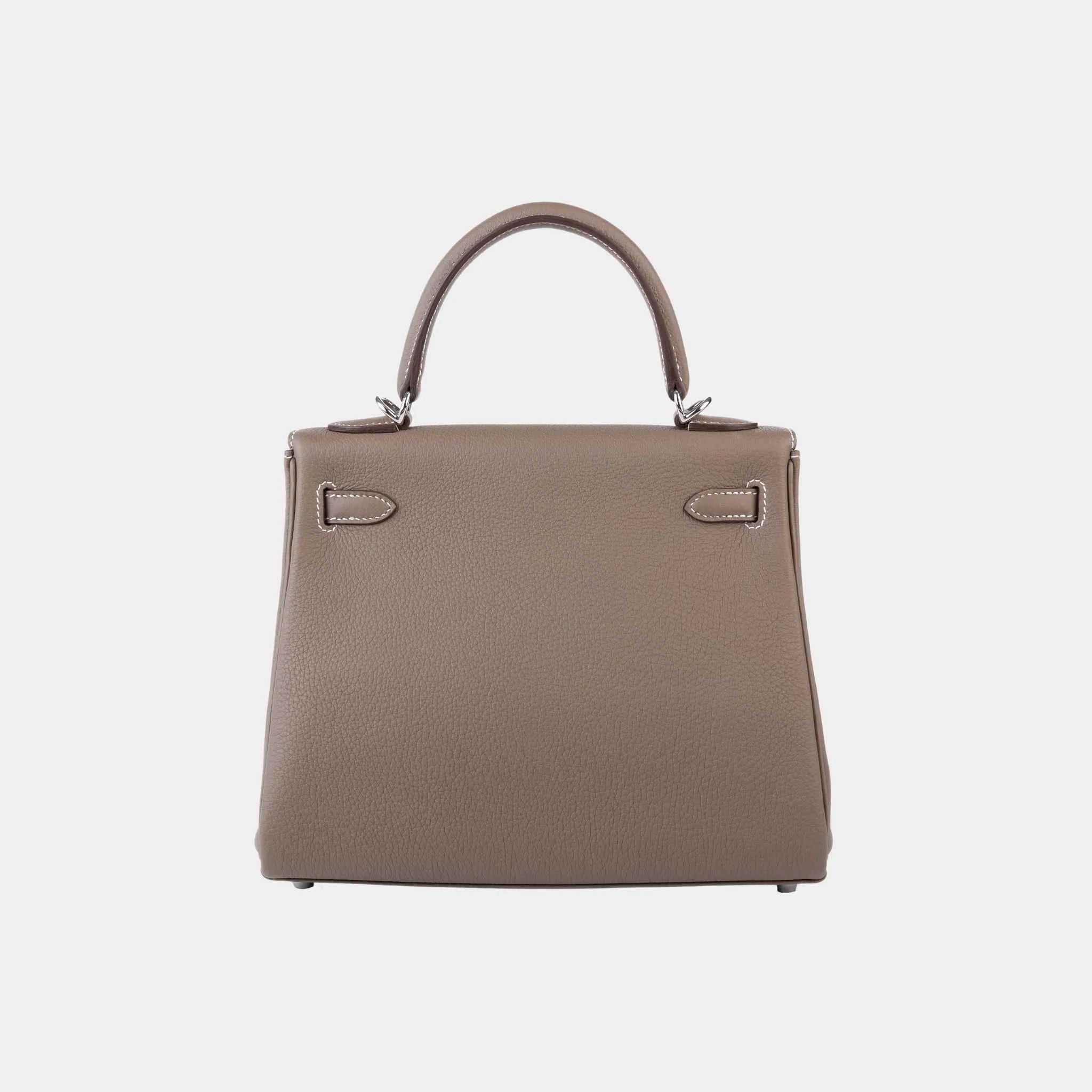 Hermes Kelly 25 Togo Etoupe PHW, Etoupe, Back
