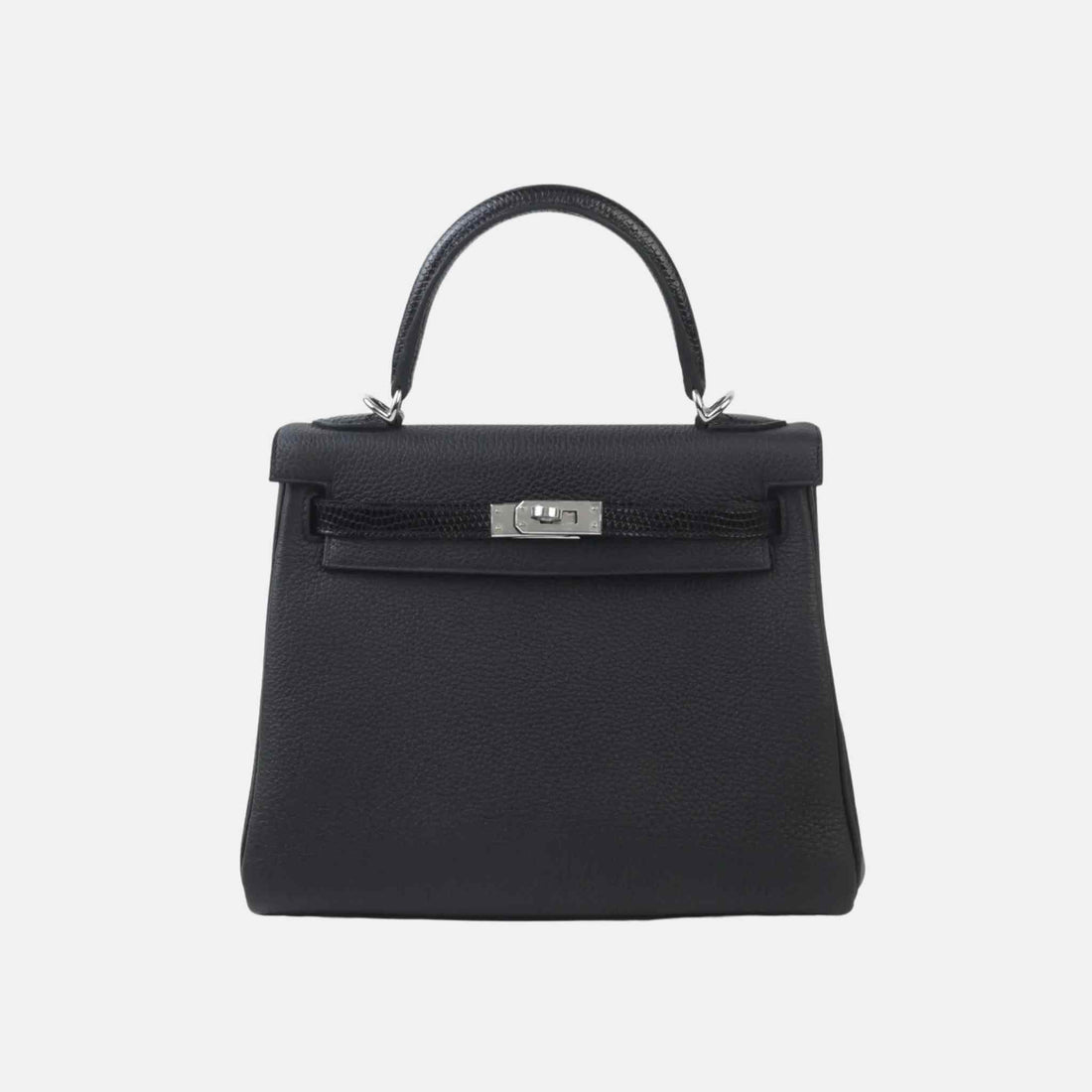 Hermes Kelly 25 Togo/Lizard Black PHW, Front