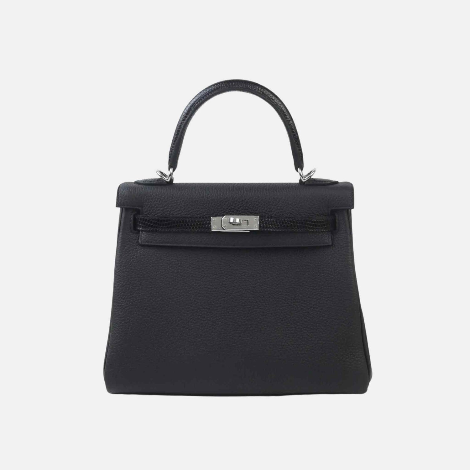 Hermes Kelly 25 Togo/Lizard Black PHW, Front