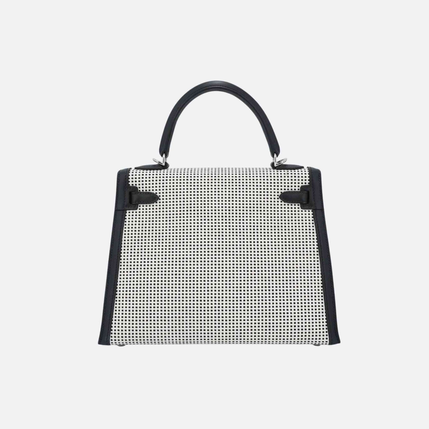 Hermes Kelly 25 Toile Quadrille Canvas-Swift Black PHW, Back
