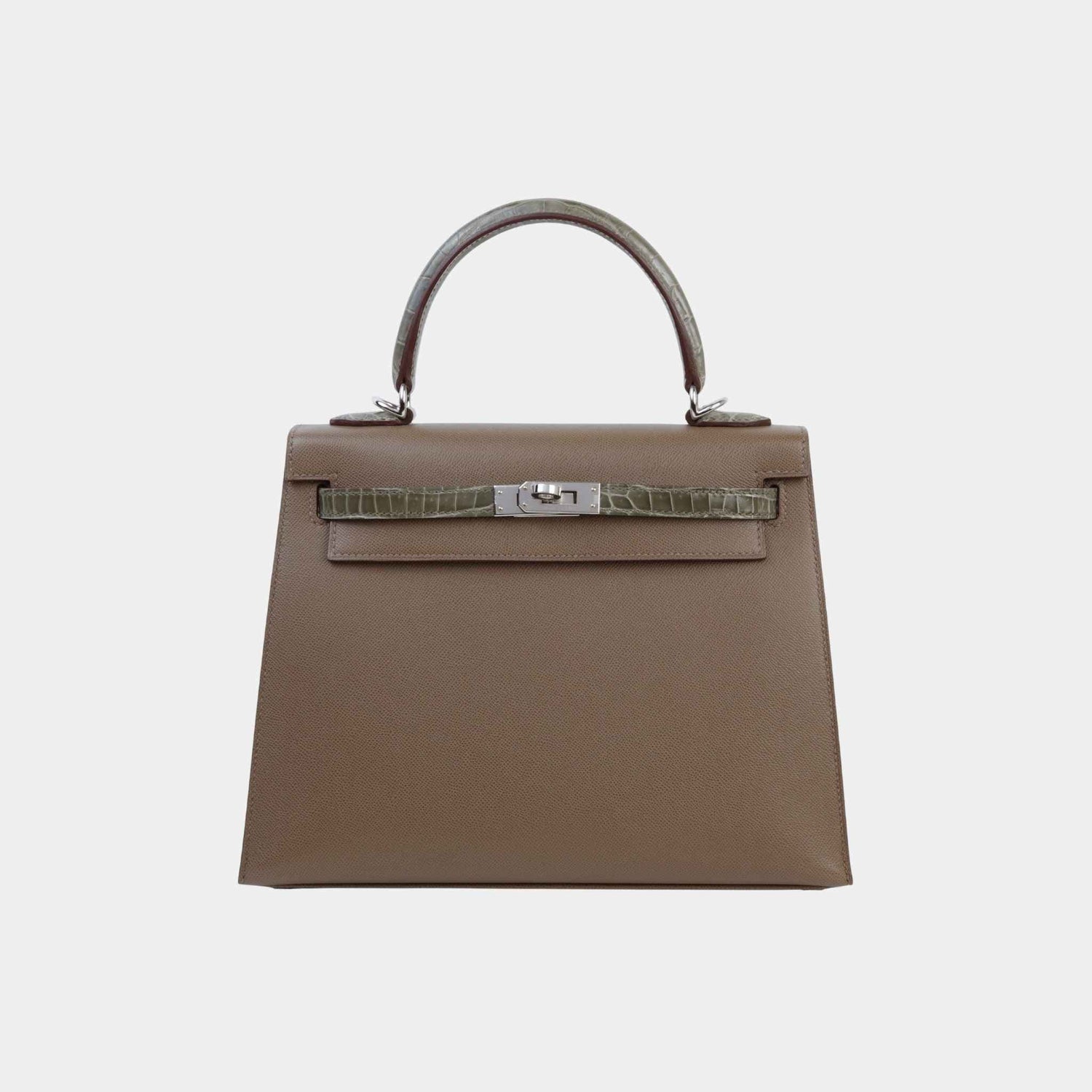 Hermes Kelly 25 Touch Madame-Shiny Niloticus Crocodile Etoupe PHW, Front