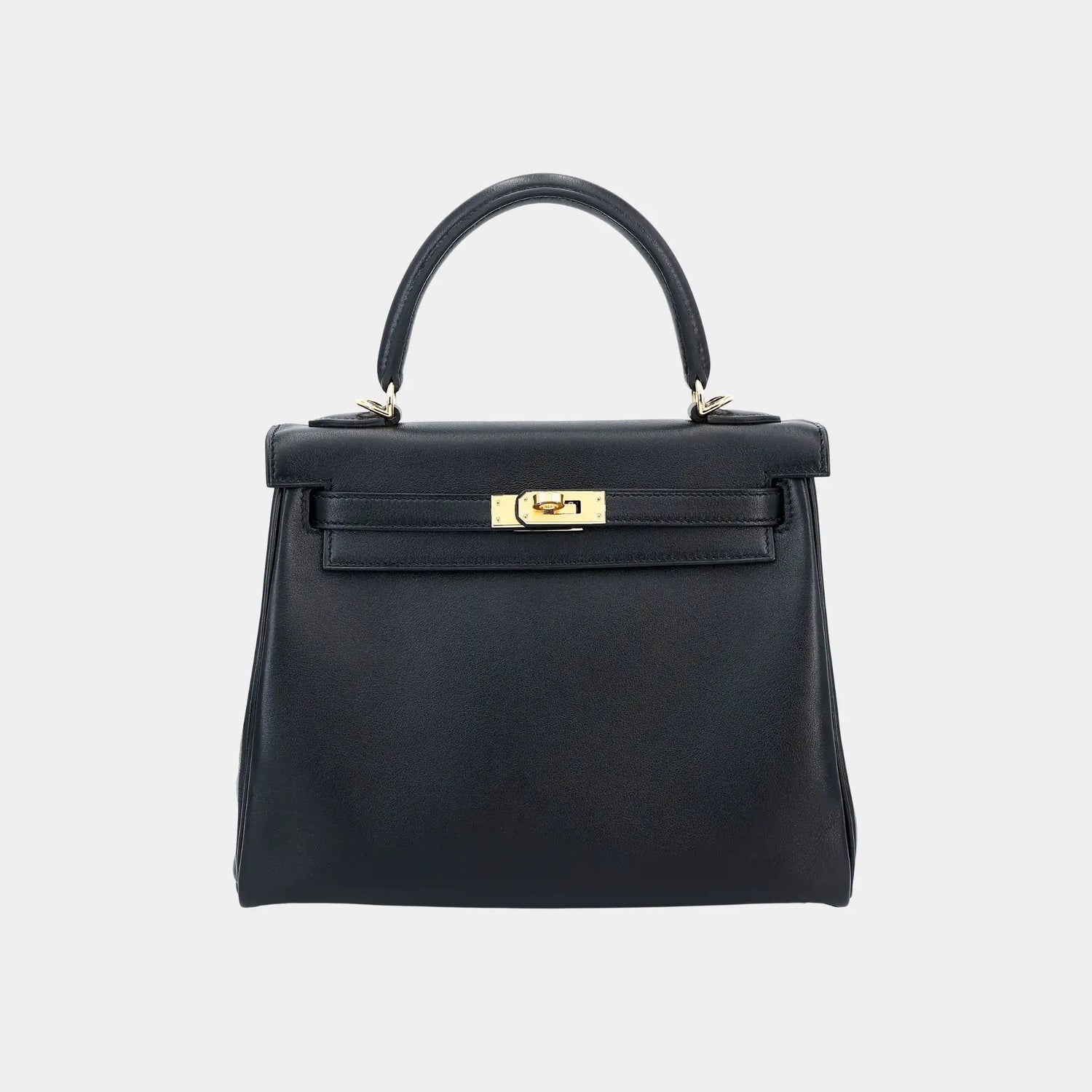 Hermes Kelly 25 Veau Cheri Black GHW, Front