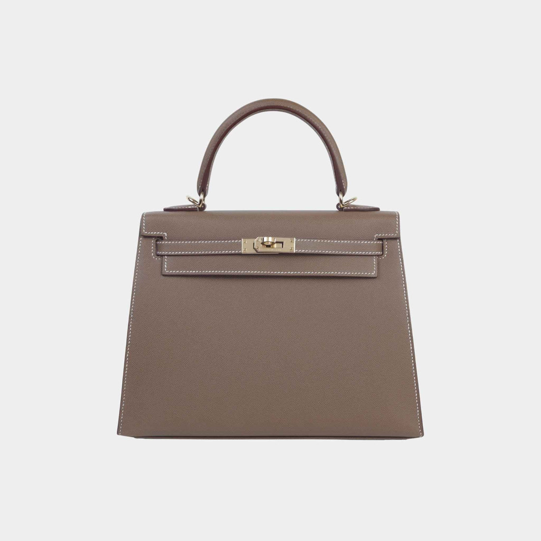 Hermes Kelly 25 Verso Madame Sellier Etoupe/Bamboo PBHW, Front