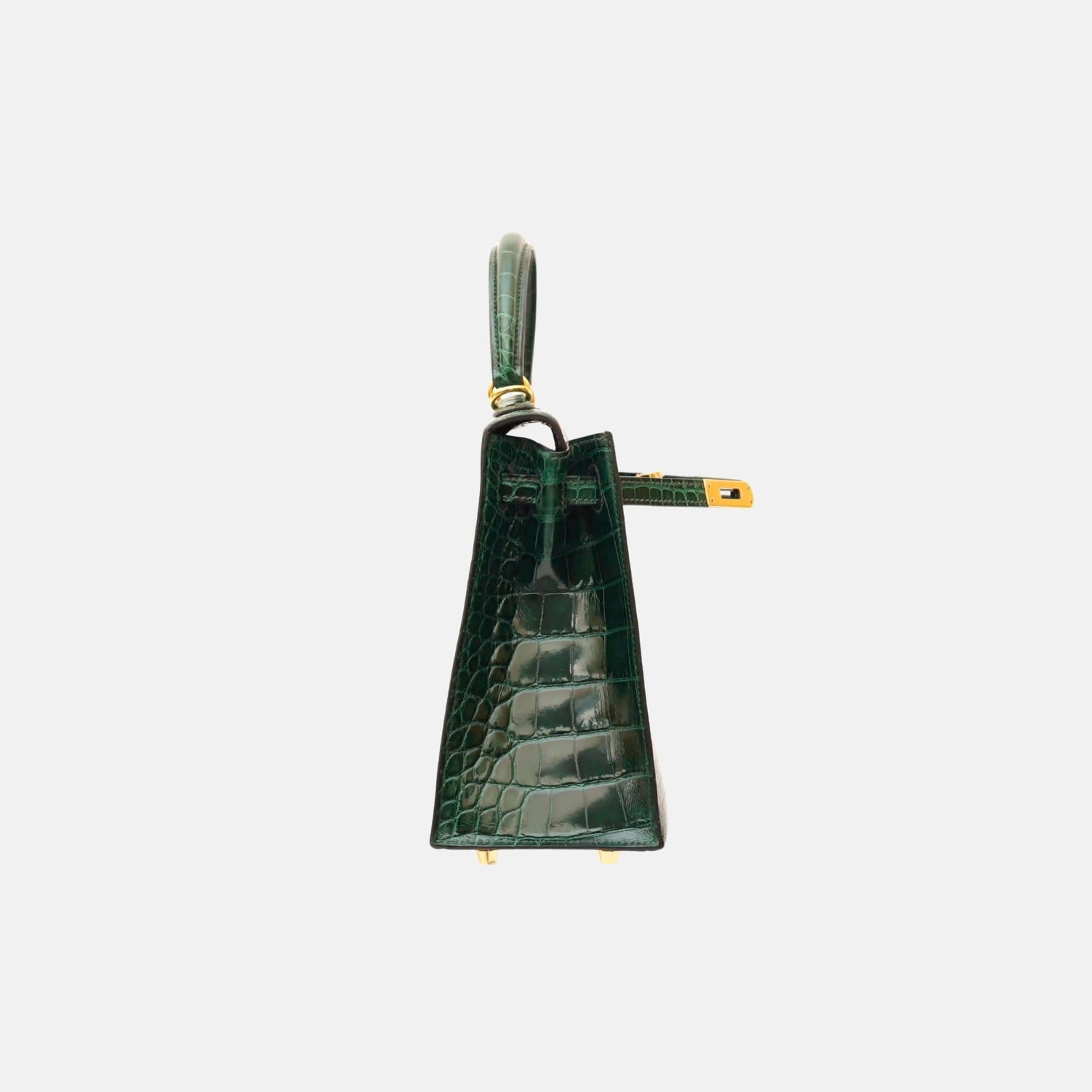Hermes Kelly 25 Vert Fonce Shiny Alligator GHW, Side