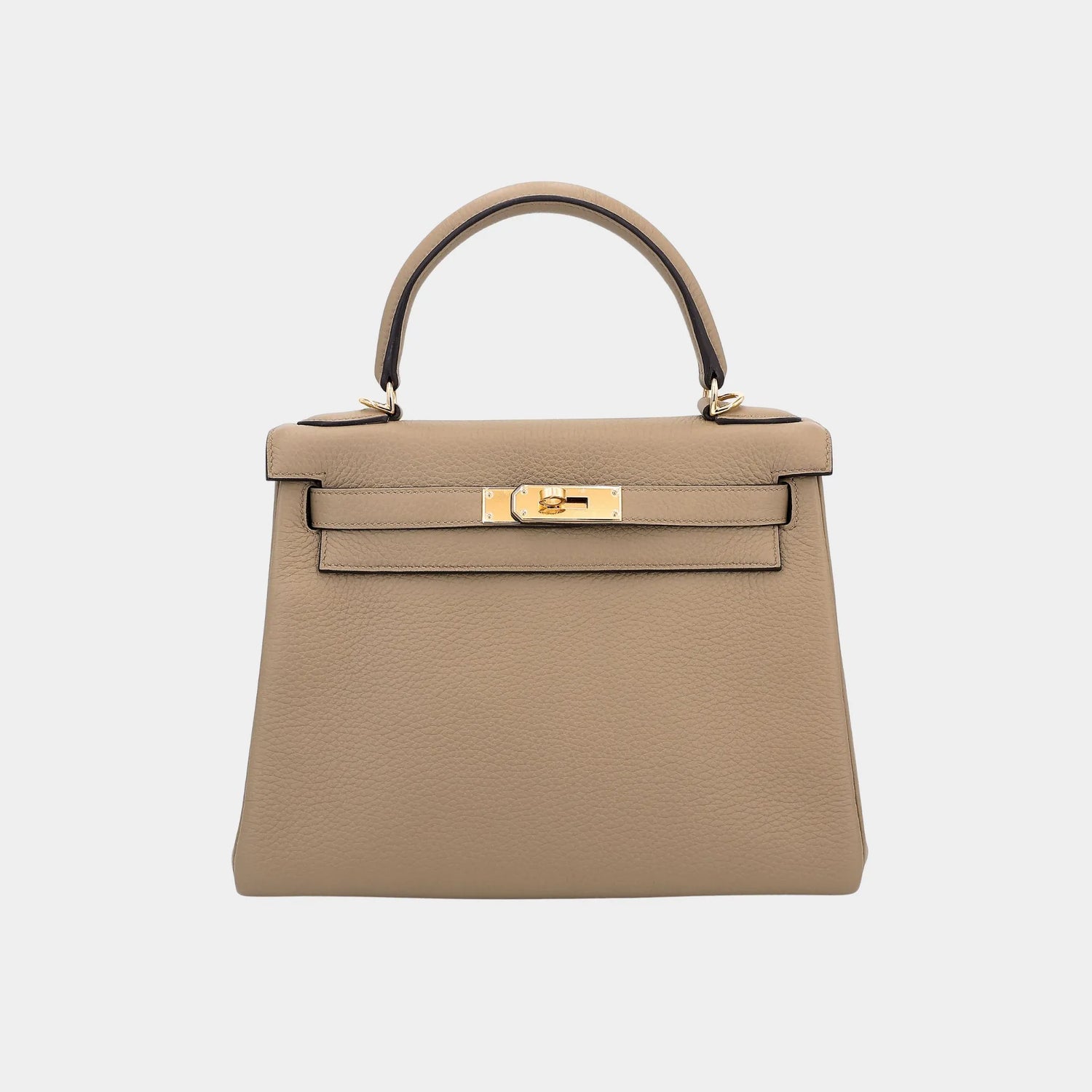 Hermes Kelly 28 Clemence Beige Marfa GHW, Front