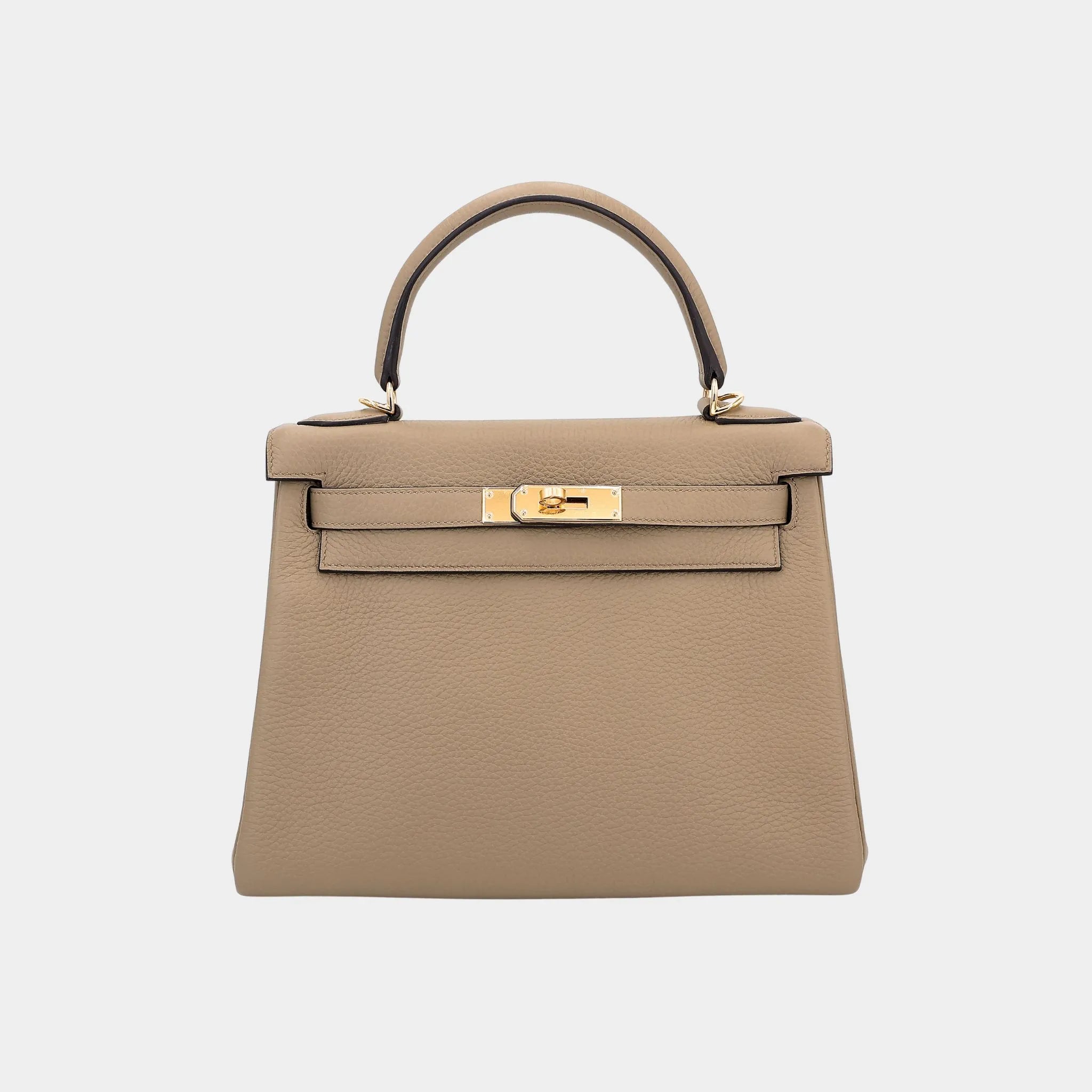 Hermes Kelly 28 Clemence Beige Marfa GHW, Front