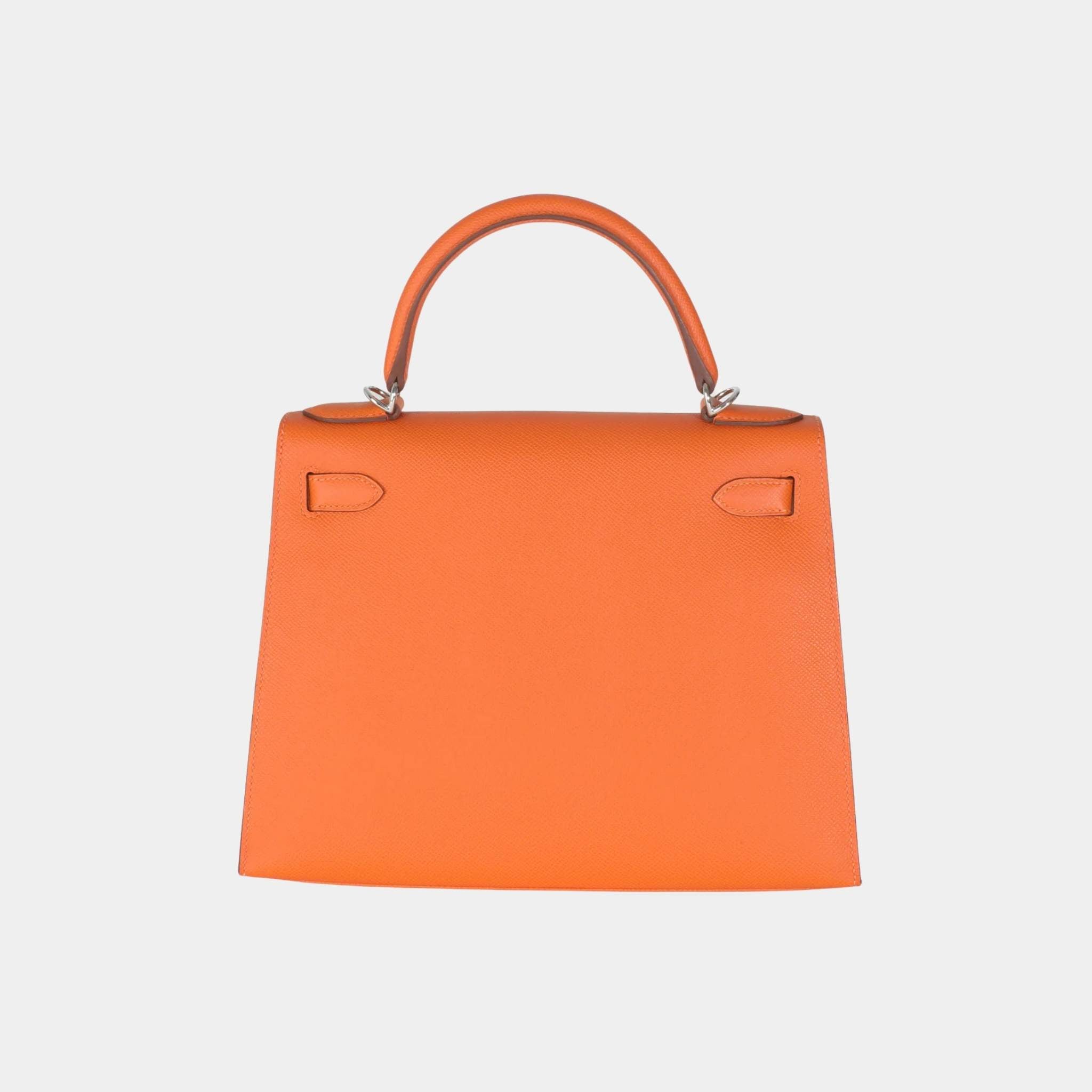 Hermes Kelly 28 Epsom Sellier Orange PHW, Back