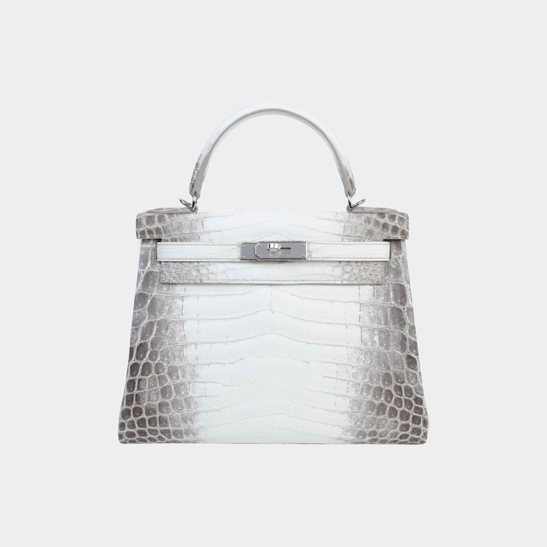 Hermes Kelly 28 Himalaya Matte Niloticus Crocodile PHW, Front
