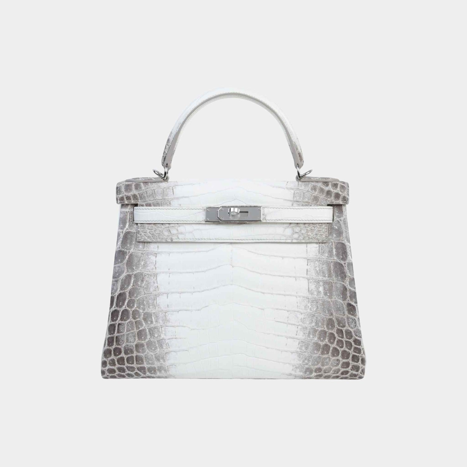 Hermes Kelly 28 Himalaya Matte Niloticus Crocodile PHW, Front