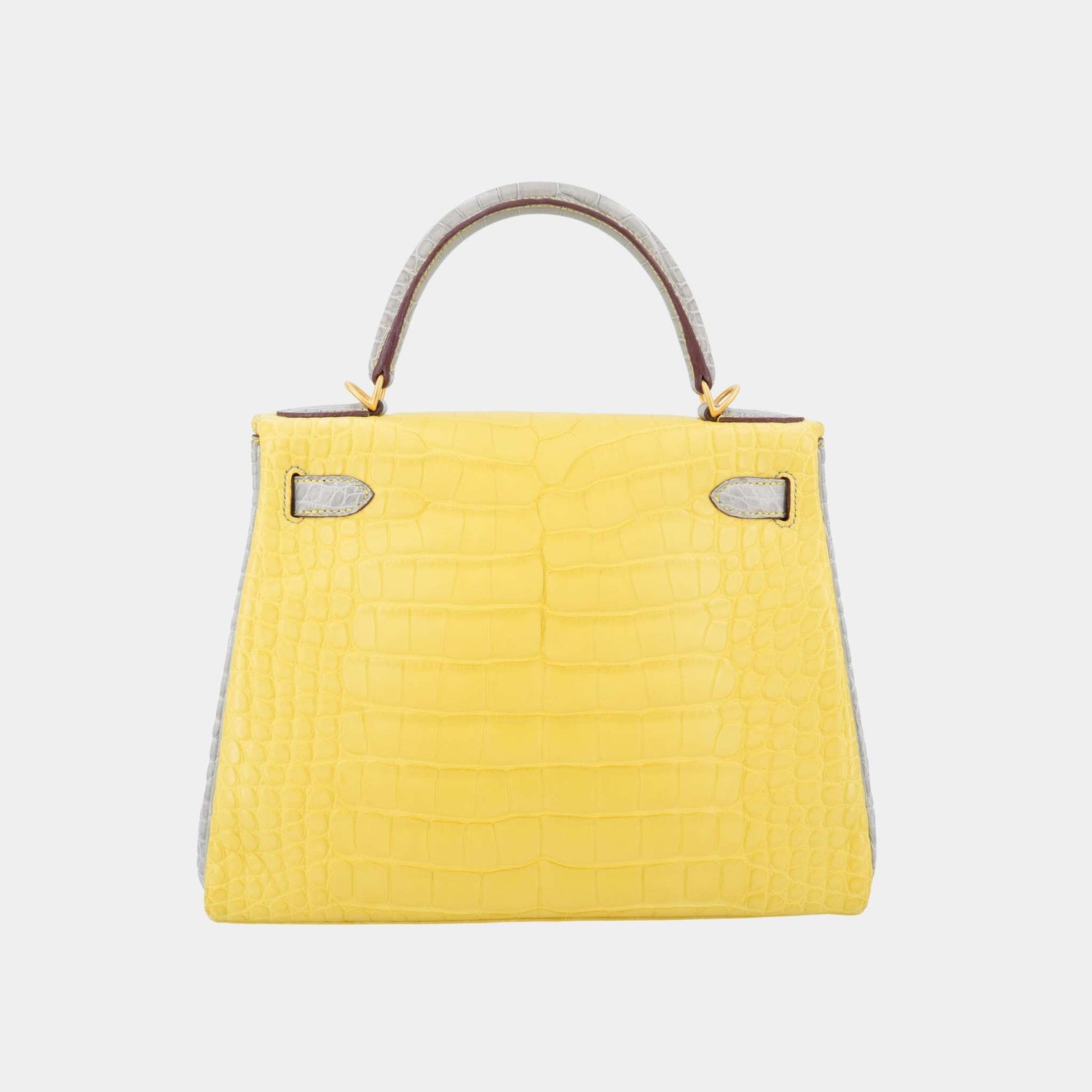 Hermes Kelly 28 HSS Matte Alligator Gris Perle/Lime GHW, Back