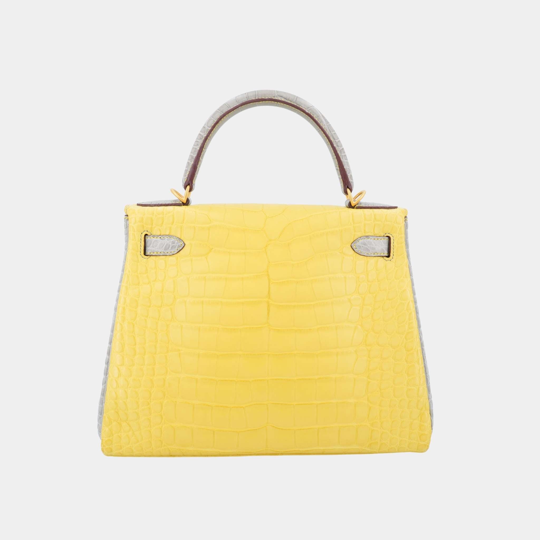 Hermes Kelly 28 HSS Matte Alligator Gris Perle/Lime GHW, Back