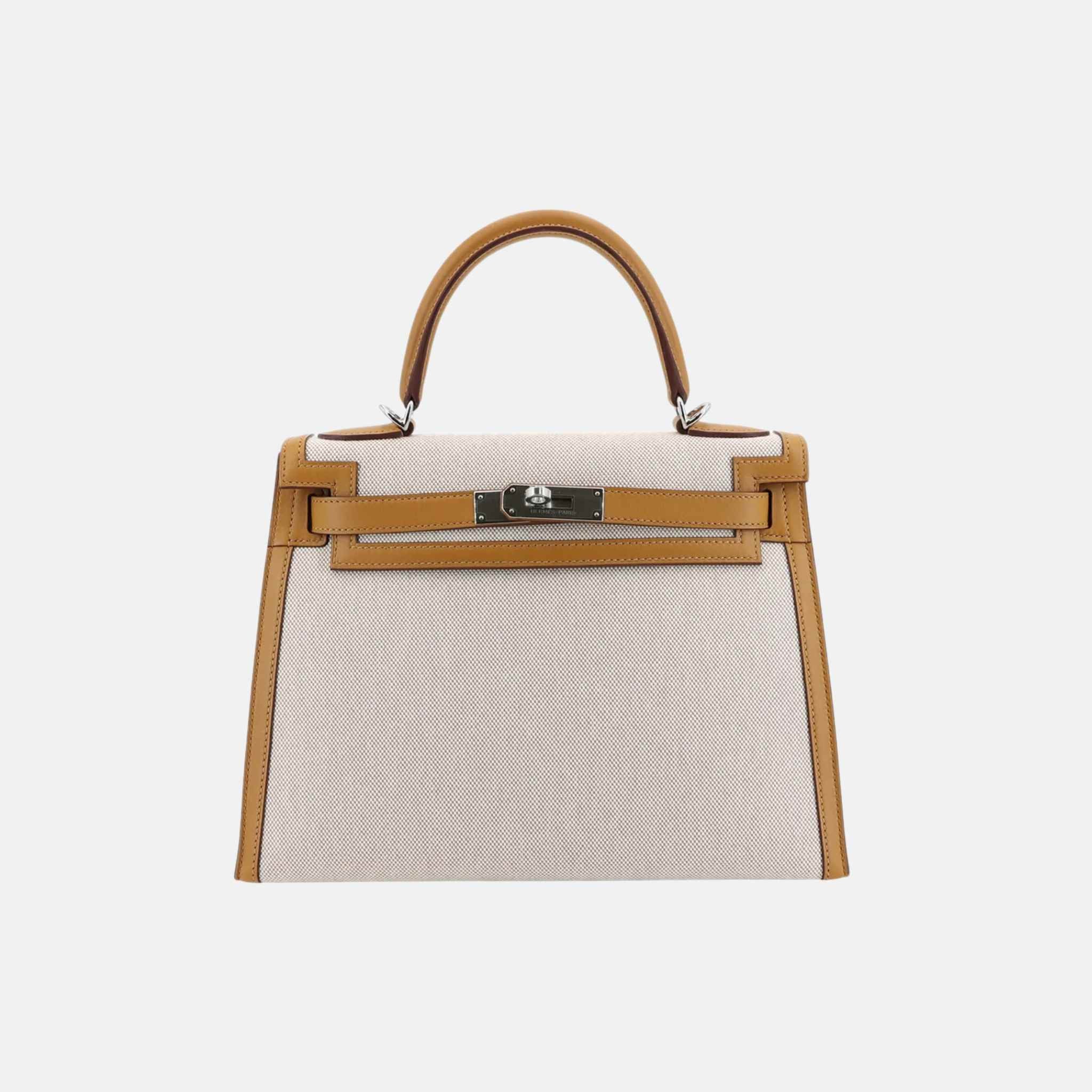 Hermes Kelly 28 Limited Edition  Swift Toile H Canvas Sesame PHW, Front