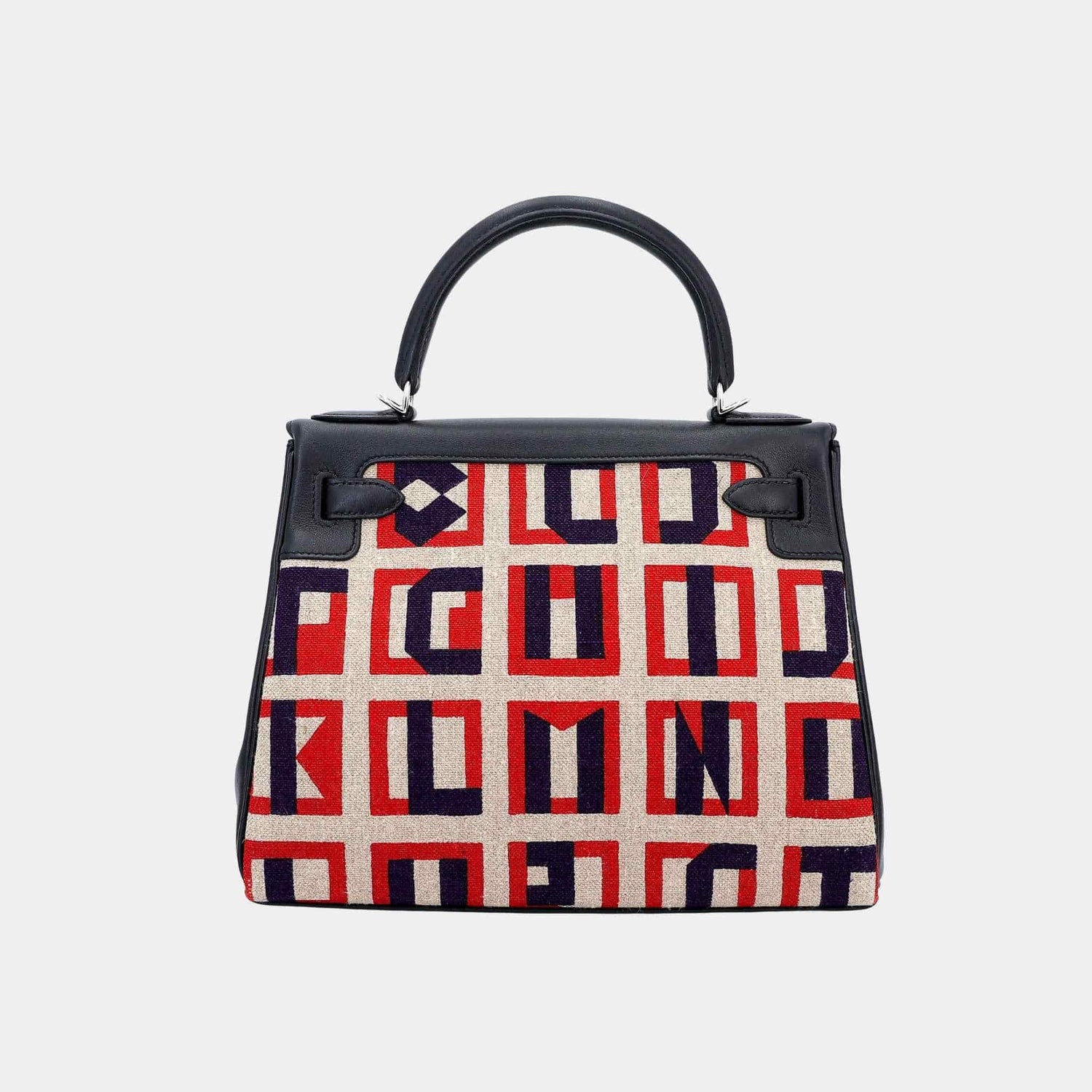 Hermes Kelly 28 Limited Edition Toile de Camp Canvas-Swift Black PHW, Back