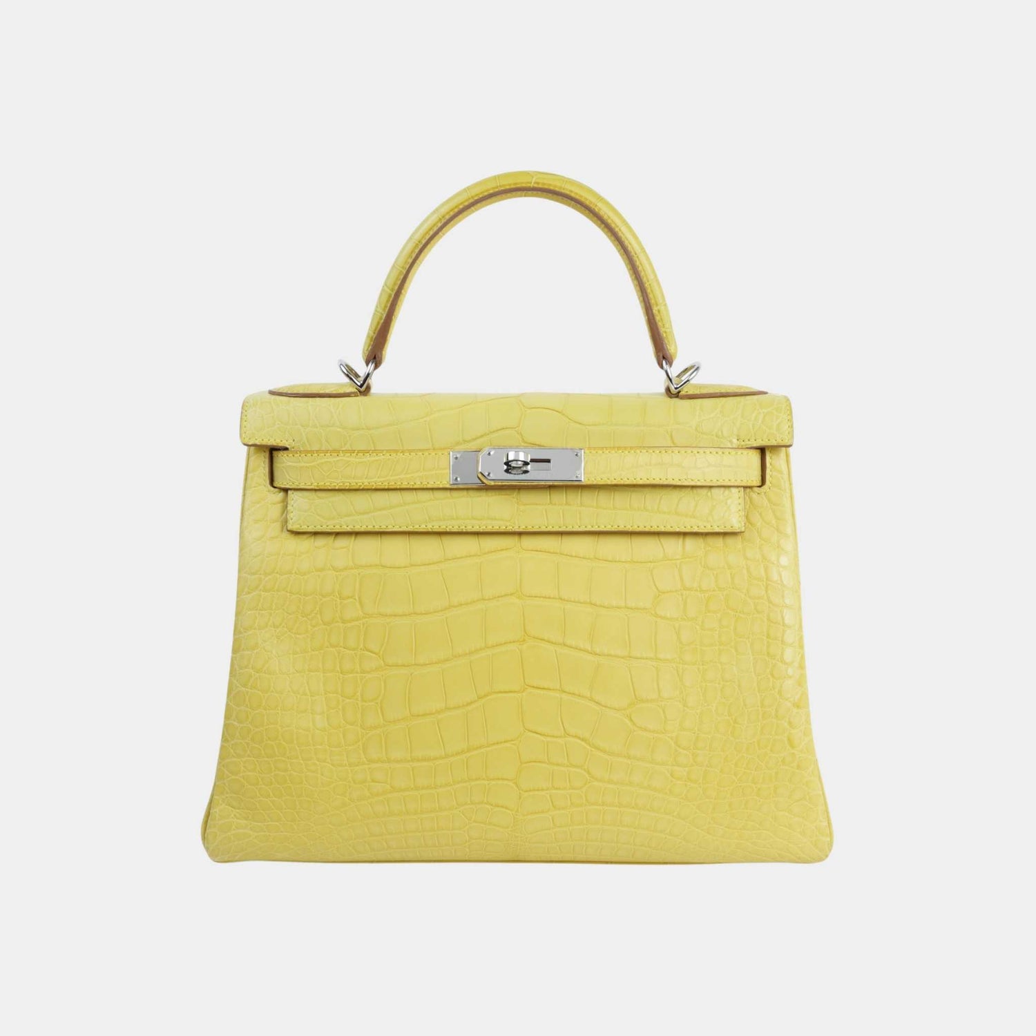 Hermes Kelly 28 Matte Niloticus Crocodile Mimosa PHW