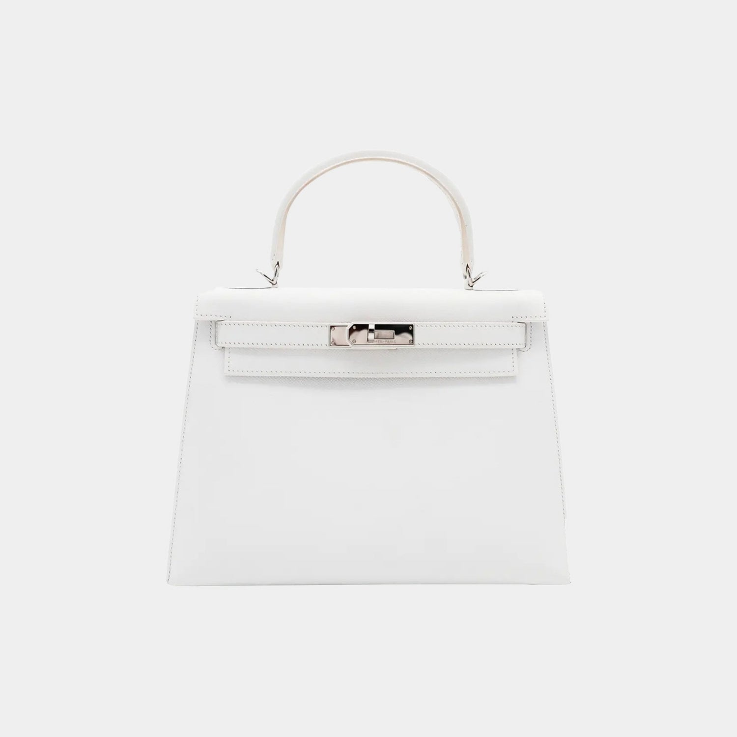 Hermes Kelly 28 Retourne Epsom White PHW, Front