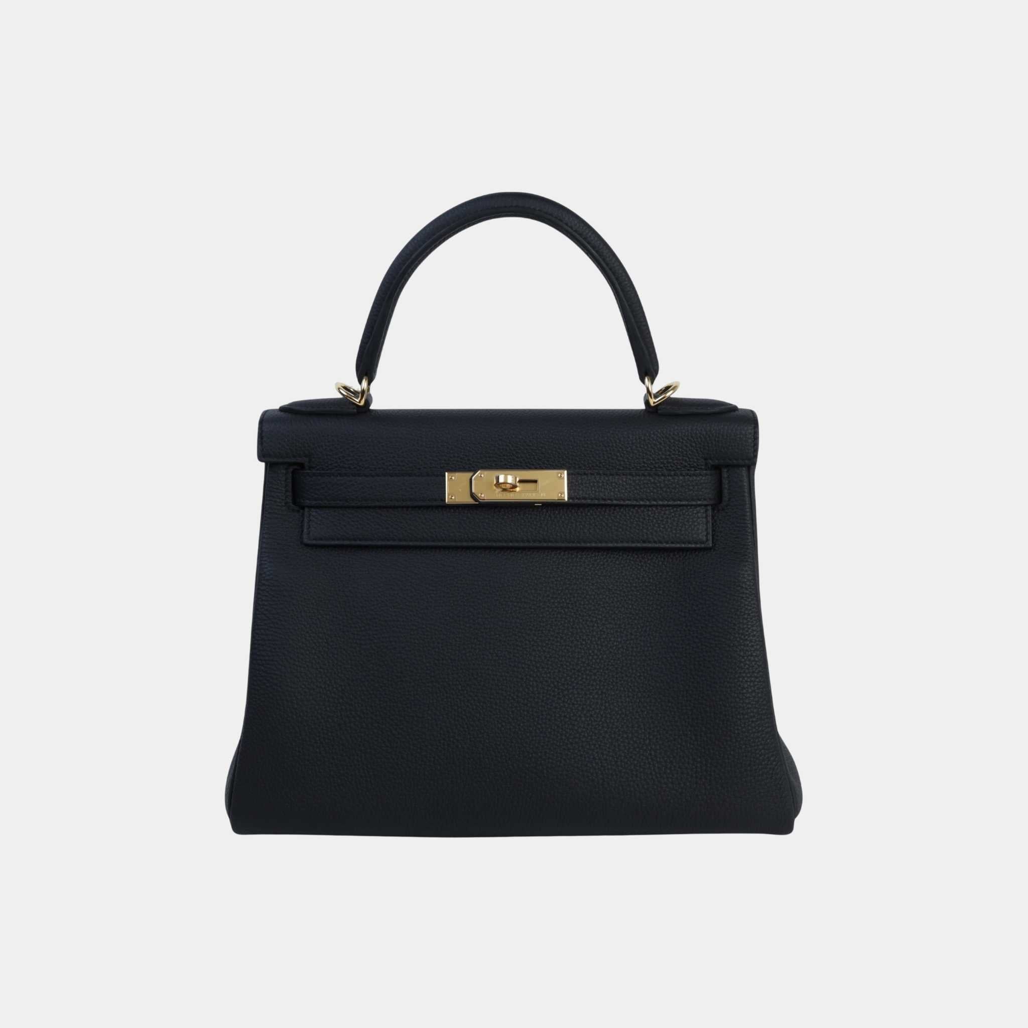 Hermes Kelly 28 Togo Black GHW, Front