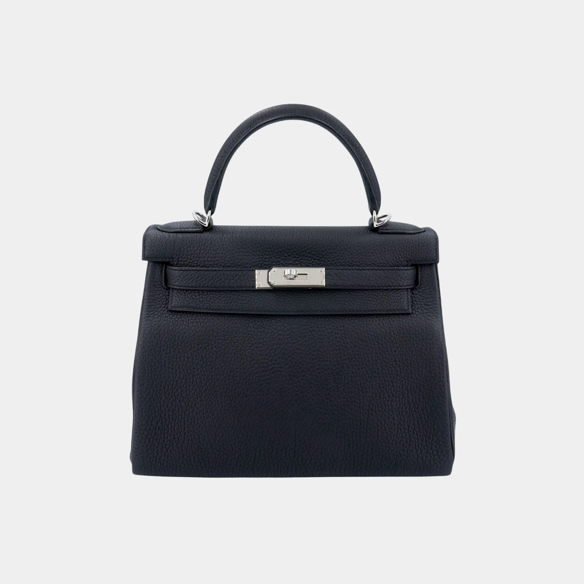 Hermes Kelly 28 Togo Black PHW, Front
