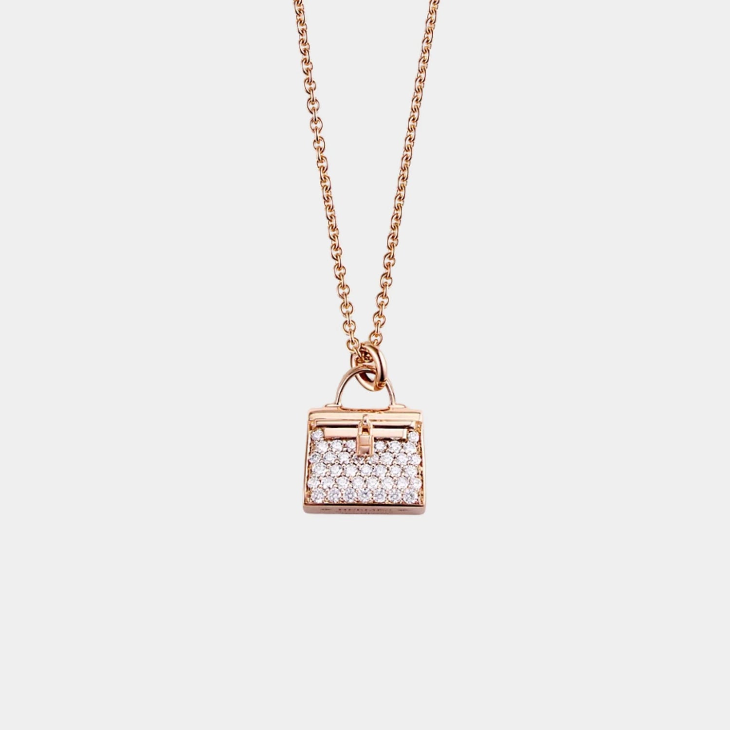 Hermes Kelly Amulets Pendant Rose Gold - Diamonds, Closeup