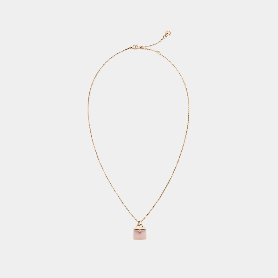 Hermes Kelly Amulets Pendant Rose Gold - Pink Opal, Front