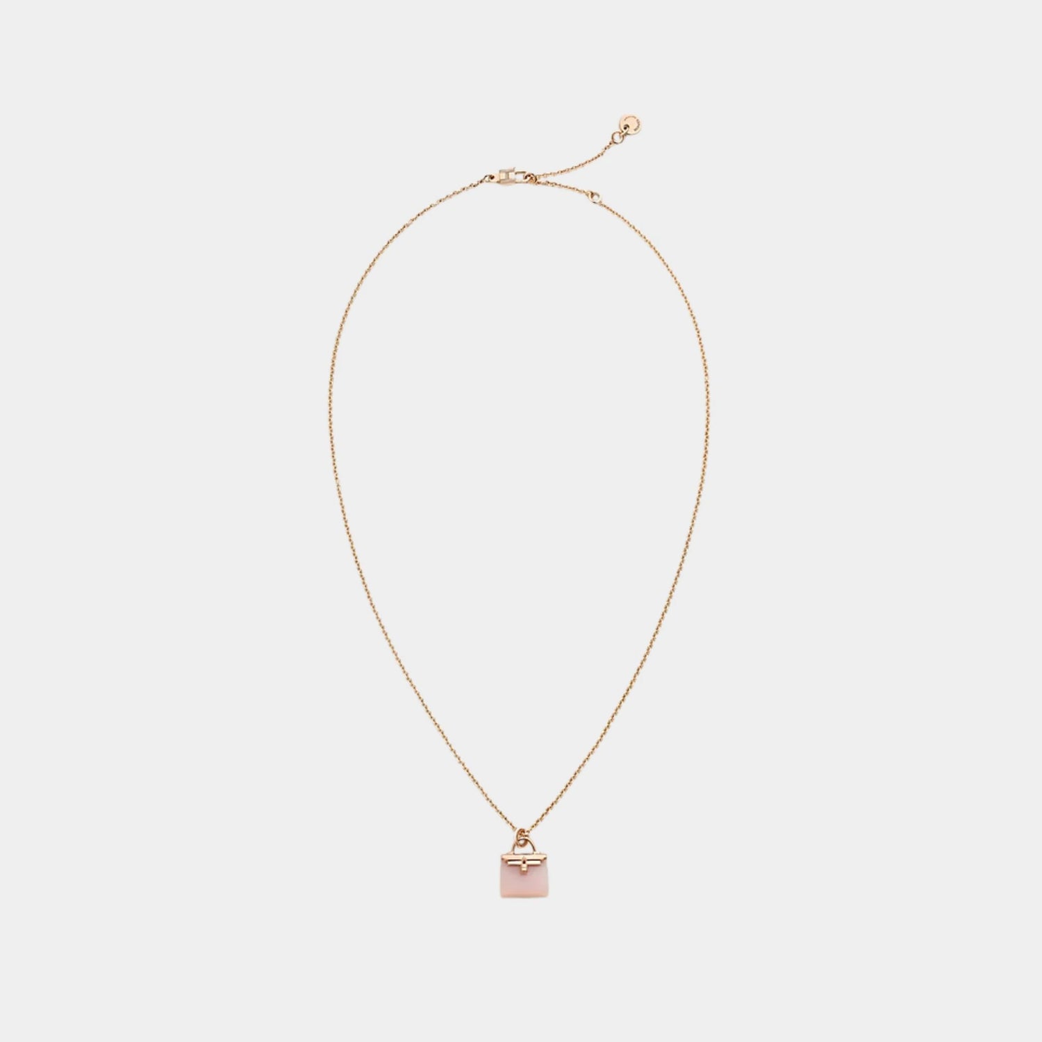 Hermes Kelly Amulets Pendant Rose Gold - Pink Opal, Front