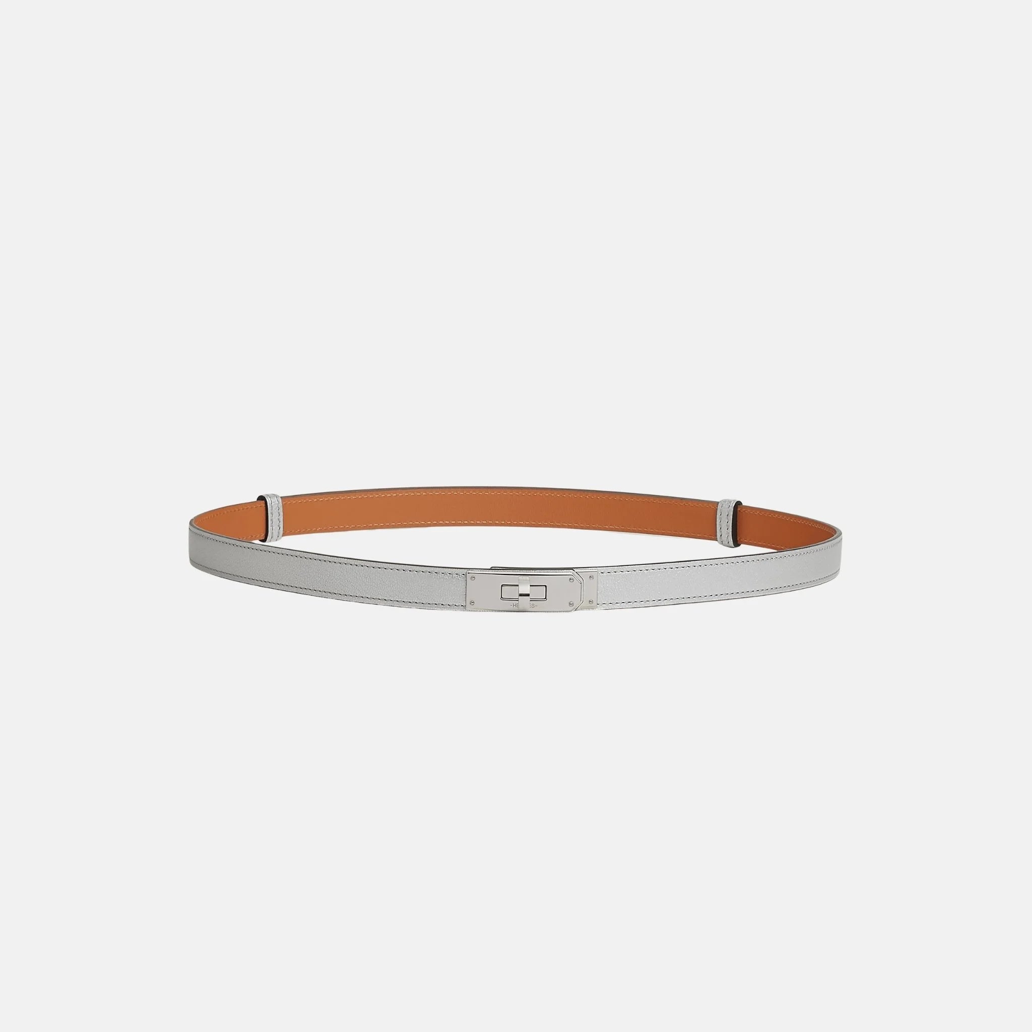 Hermes Kelly Belt 18 Chamkilight Goatskin Palladium