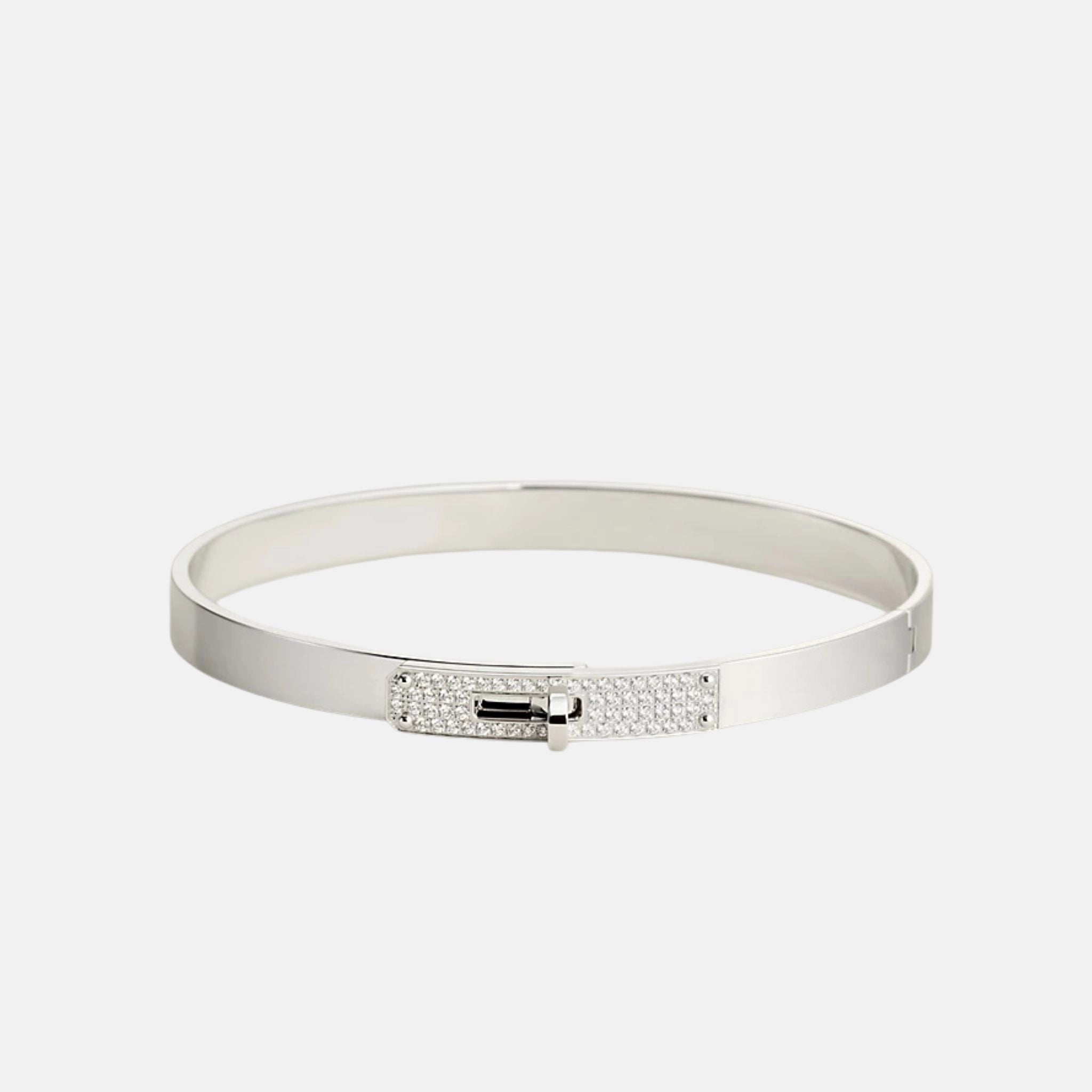 Hermes Kelly Bracelet Small Model White Gold Diamond, front