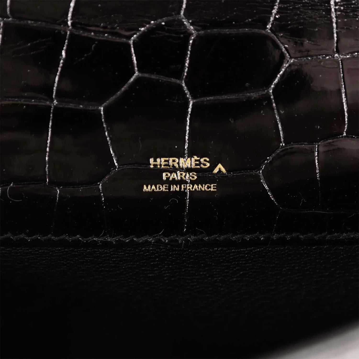 Kelly Cut Clutch Shiny Porosus Crocodile Black GHW