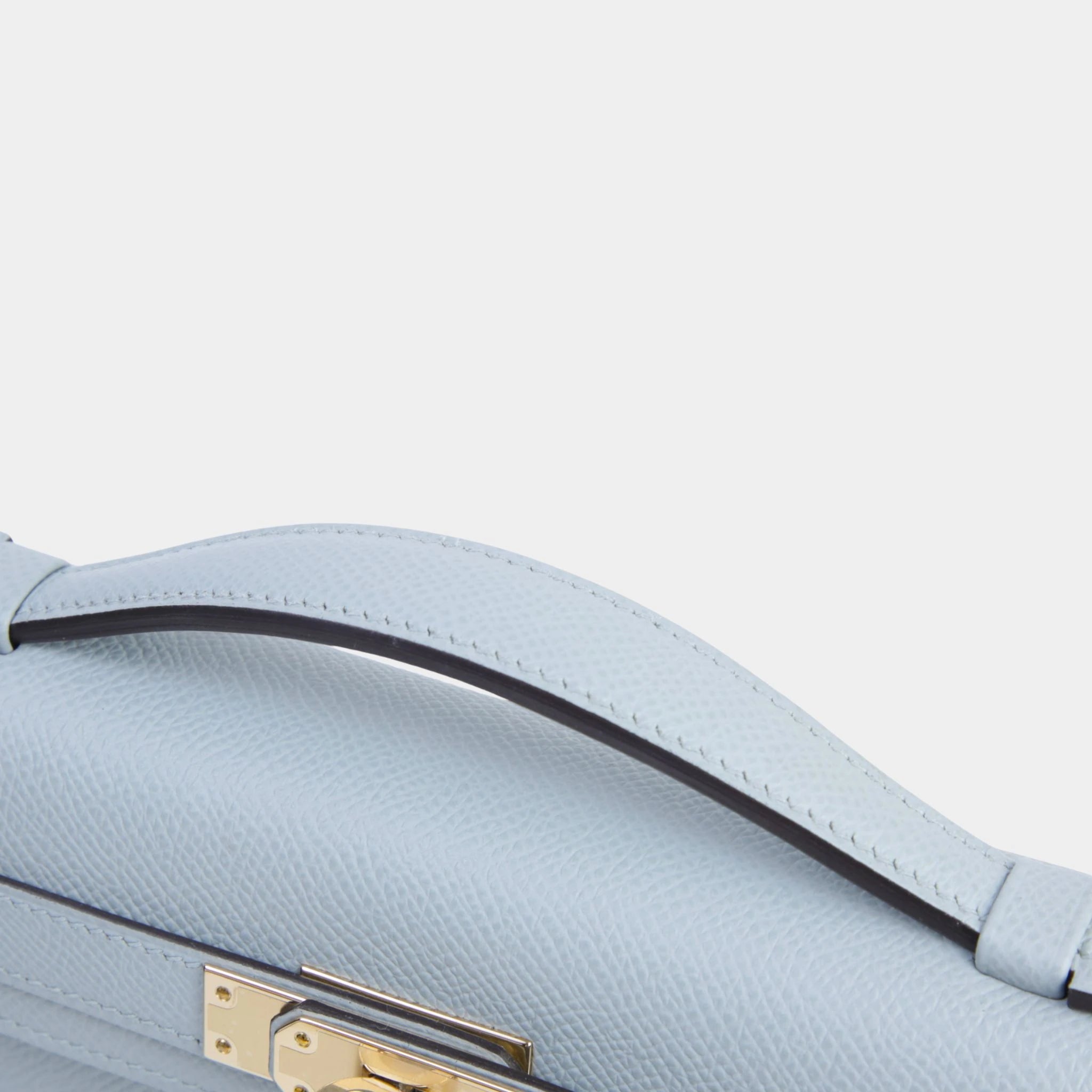 Hermes Kelly Cut Epsom Bleu Glacier PMHW, Handle