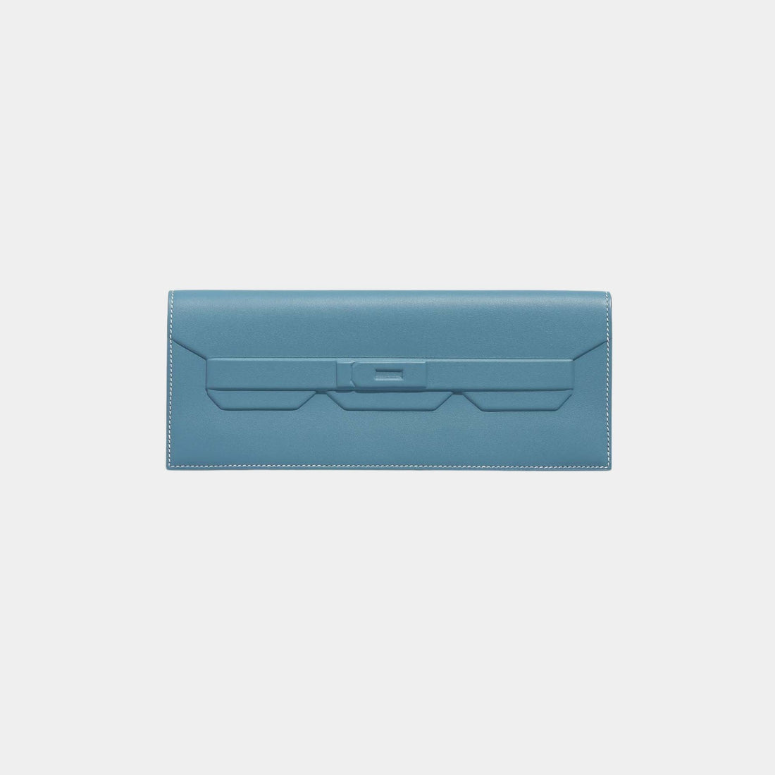 Hermes Kelly Cut Shadow Clutch Swift Bleu Jean, Front