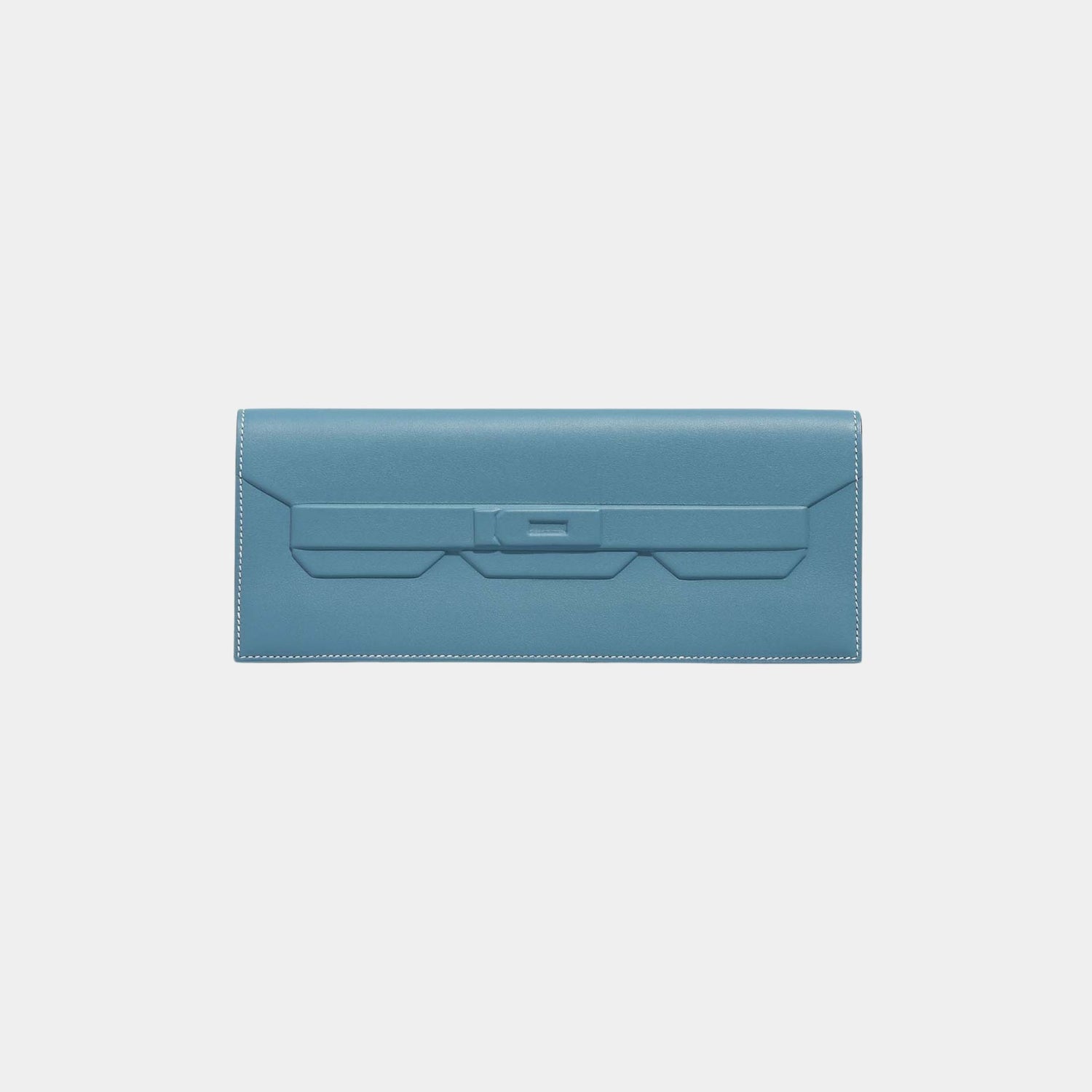 Hermes Kelly Cut Shadow Clutch Swift Bleu Jean, Front