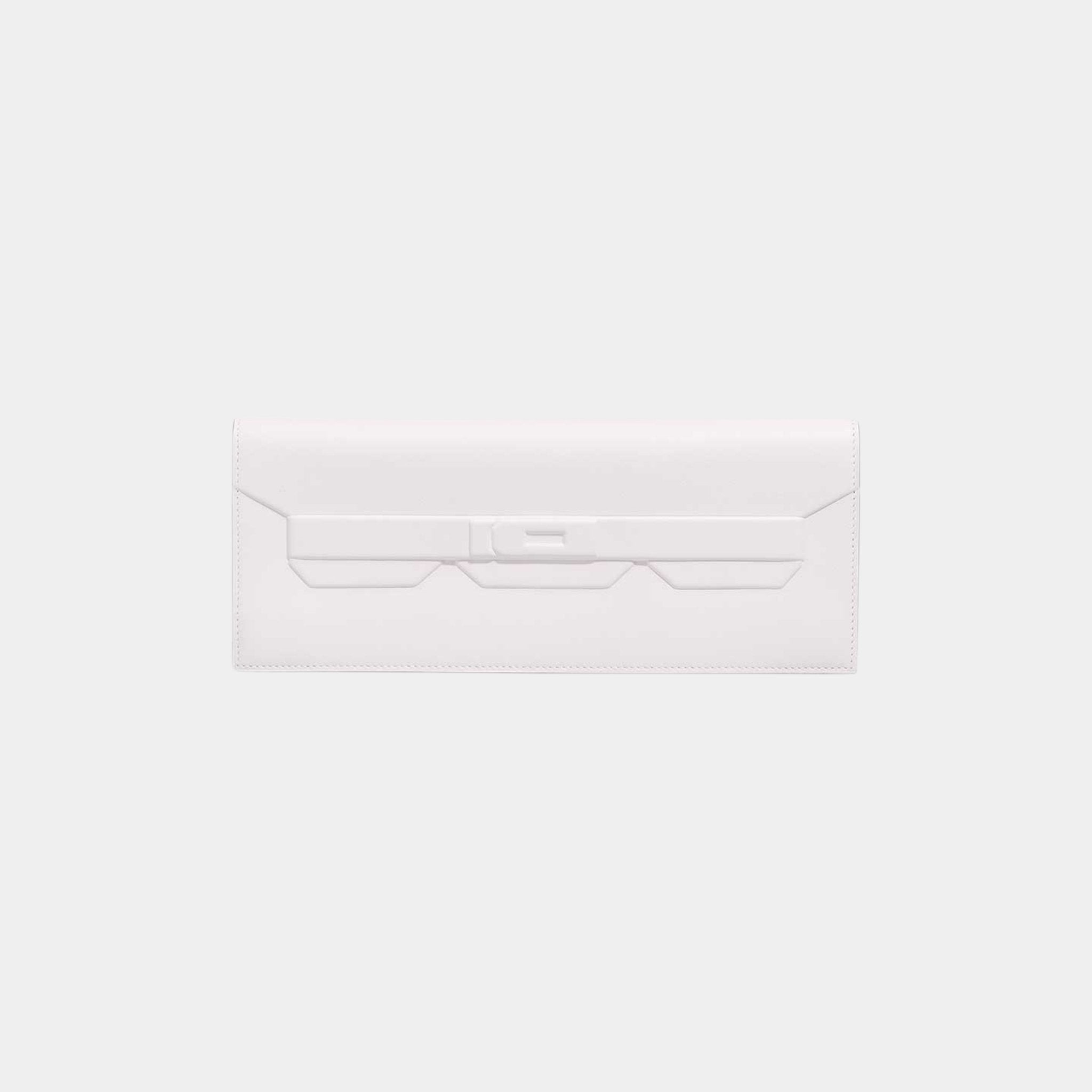Hermes Kelly Cut Shadow Clutch Swift New White, Front