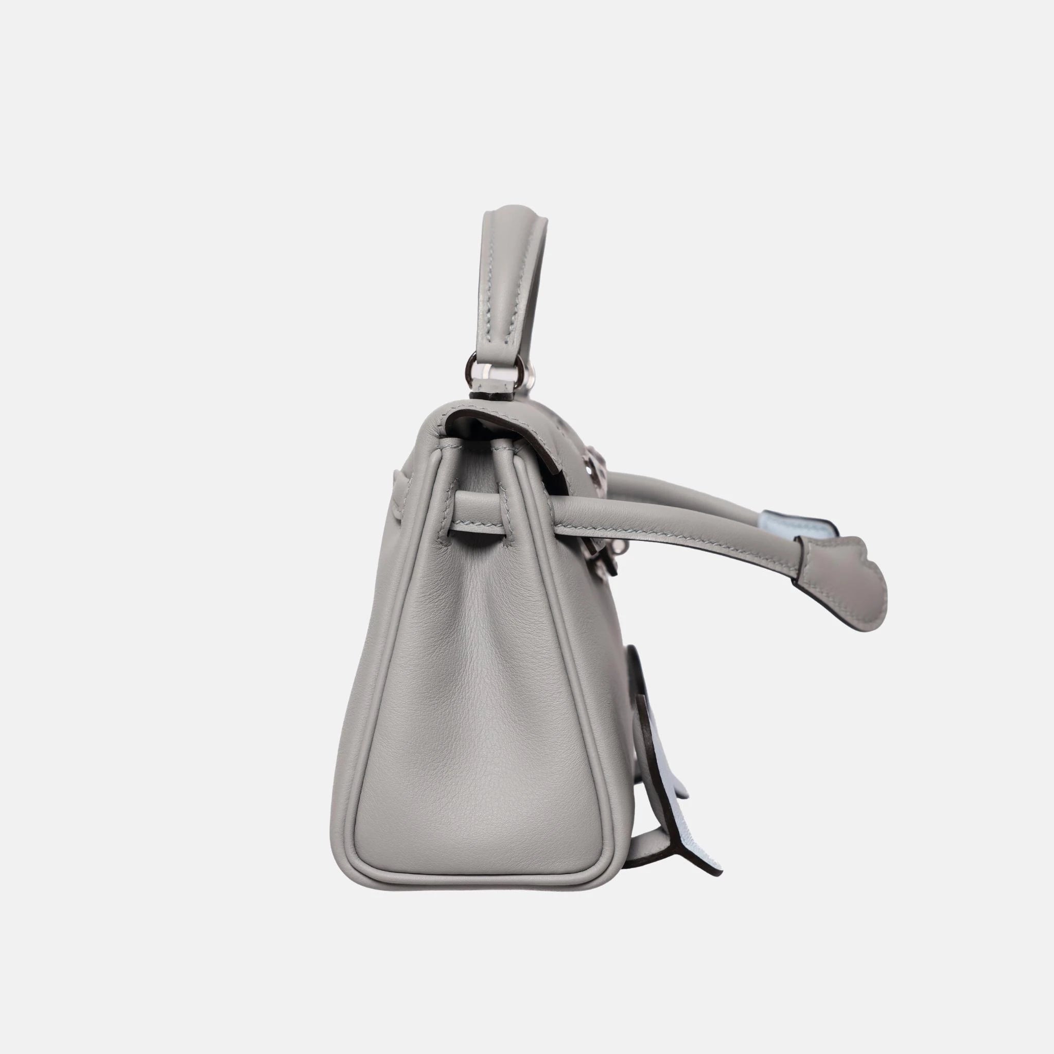 Hermes Kelly Doll Blue Glacier Blue Brume Swift PHW, Side