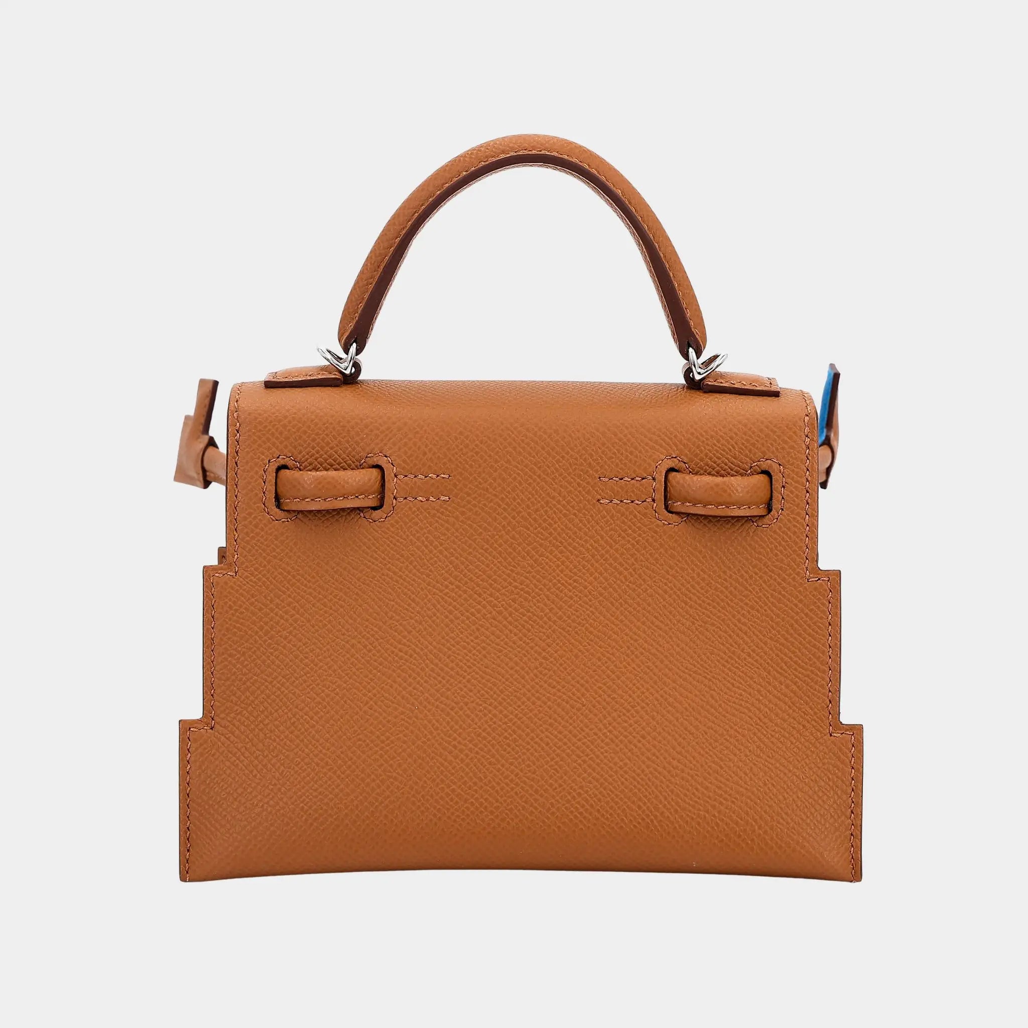 Hermes Kelly Doll Epsom Gold/Bleu Zanzibar/Orange/Jaune Milton PHW, Back