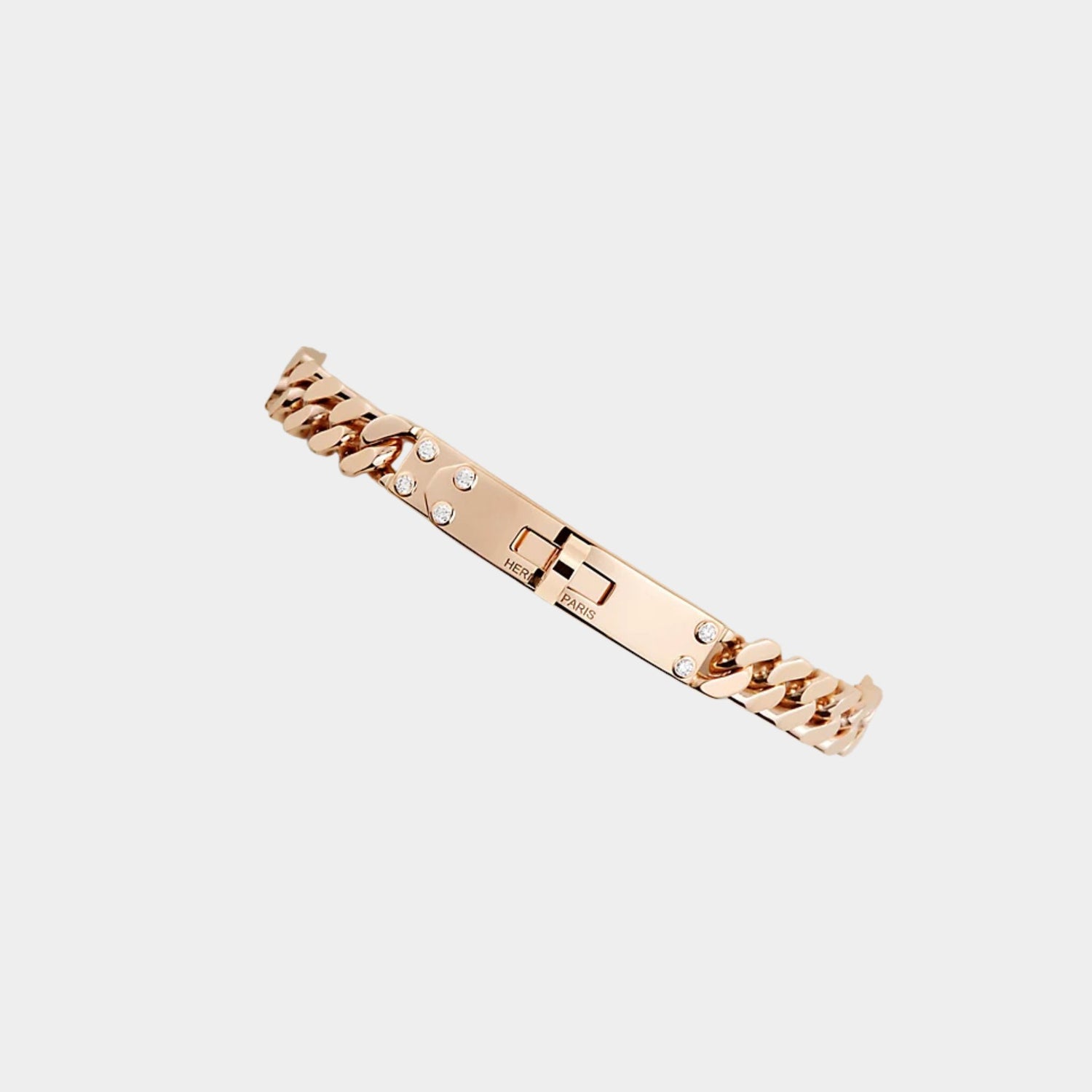 Kelly Gourmette Bracelet Very Small Model Rose Gold - Diamonds
