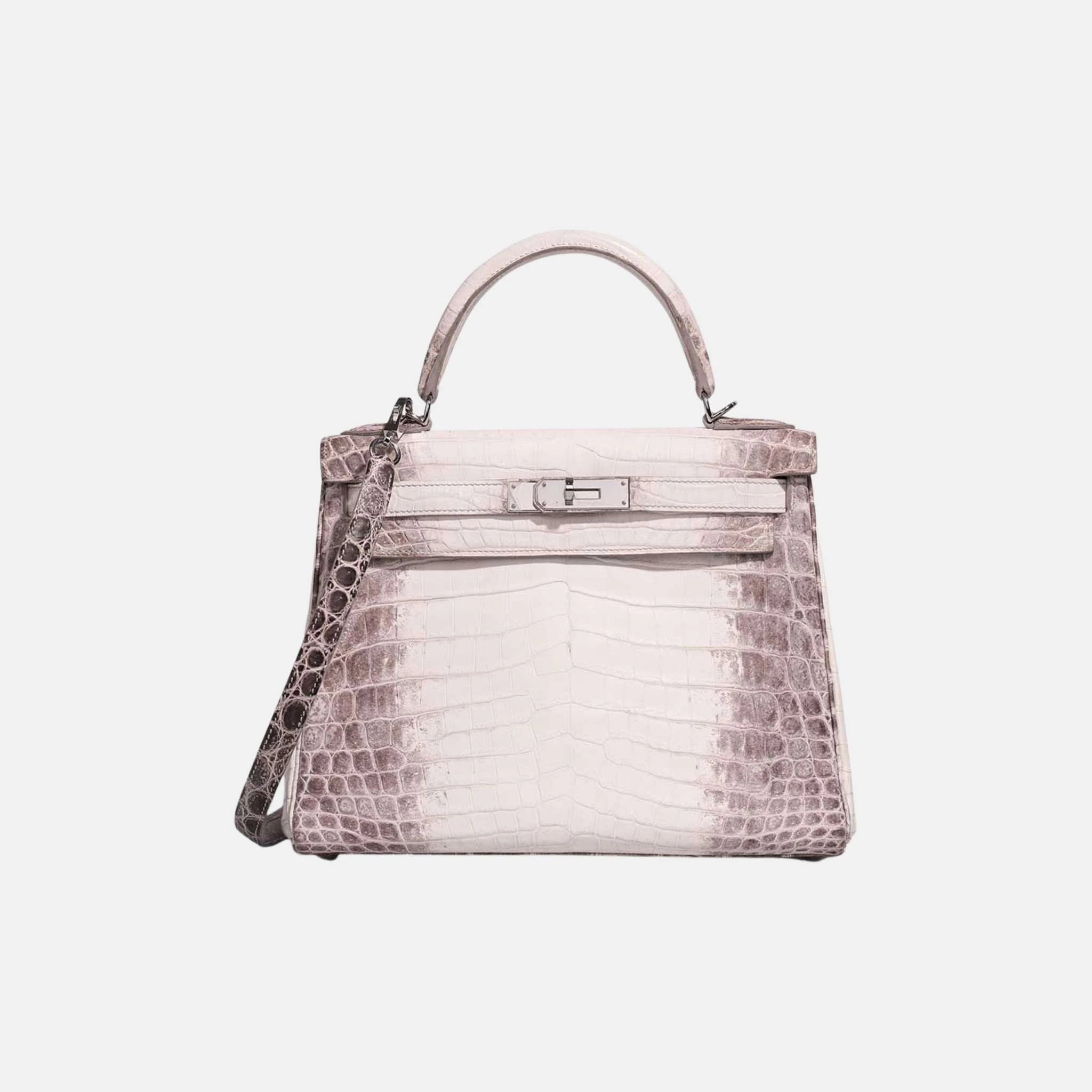 Hermes Kelly Himalaya 28 Niloticus Crocodile White, Front