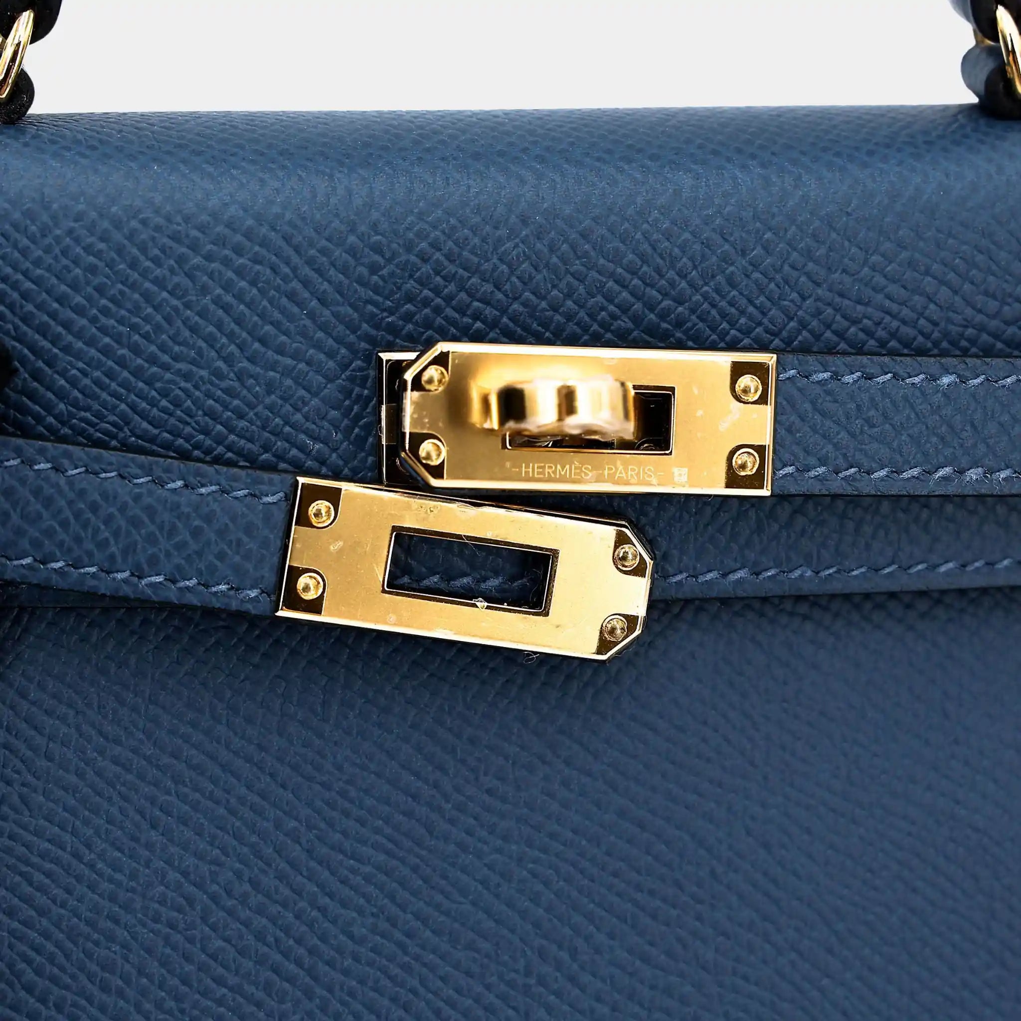 Kelly Mini 20 Epsom Deep Blue GHW, Lock