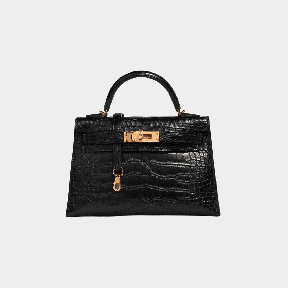 Hermes Kelly Mini 20 Matte Alligator Black GHW, Front