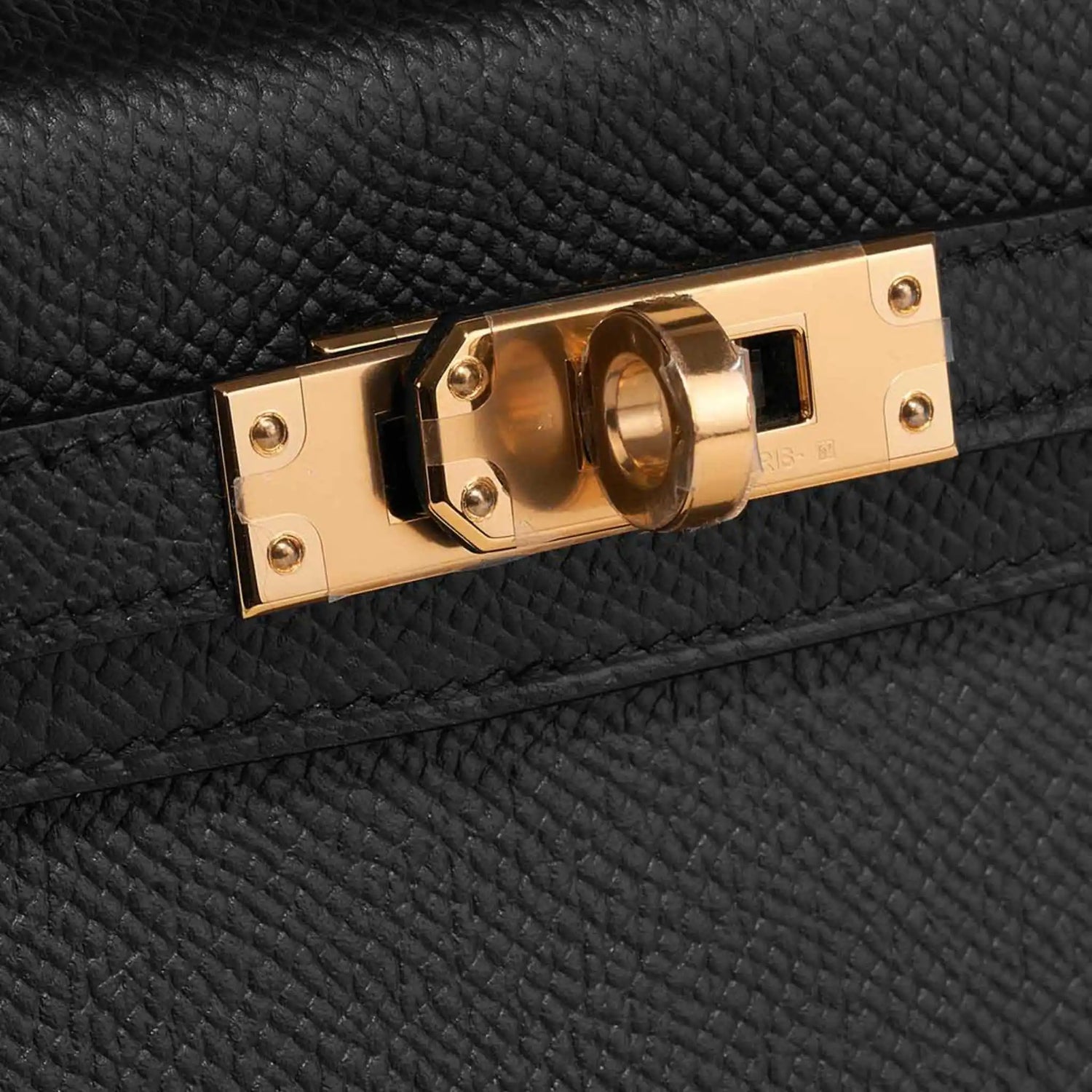 Hermes Kelly Mini Epsom Black GHW, Black, Lock, Close Up