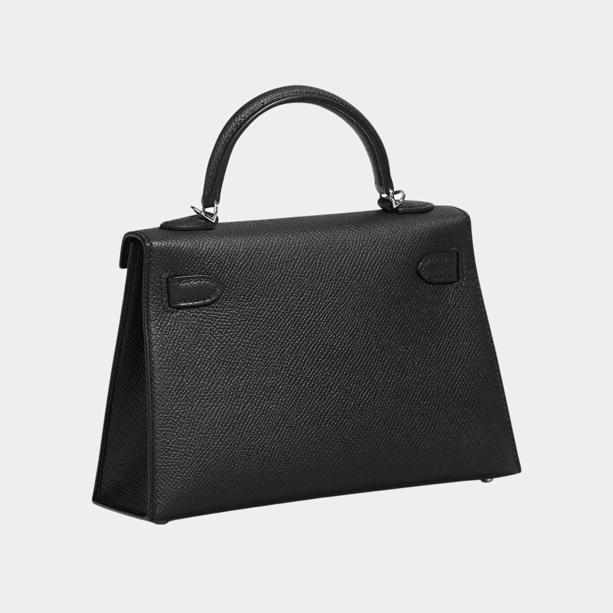 Hermes Kelly Mini Epsom Black PHW, Back, Side