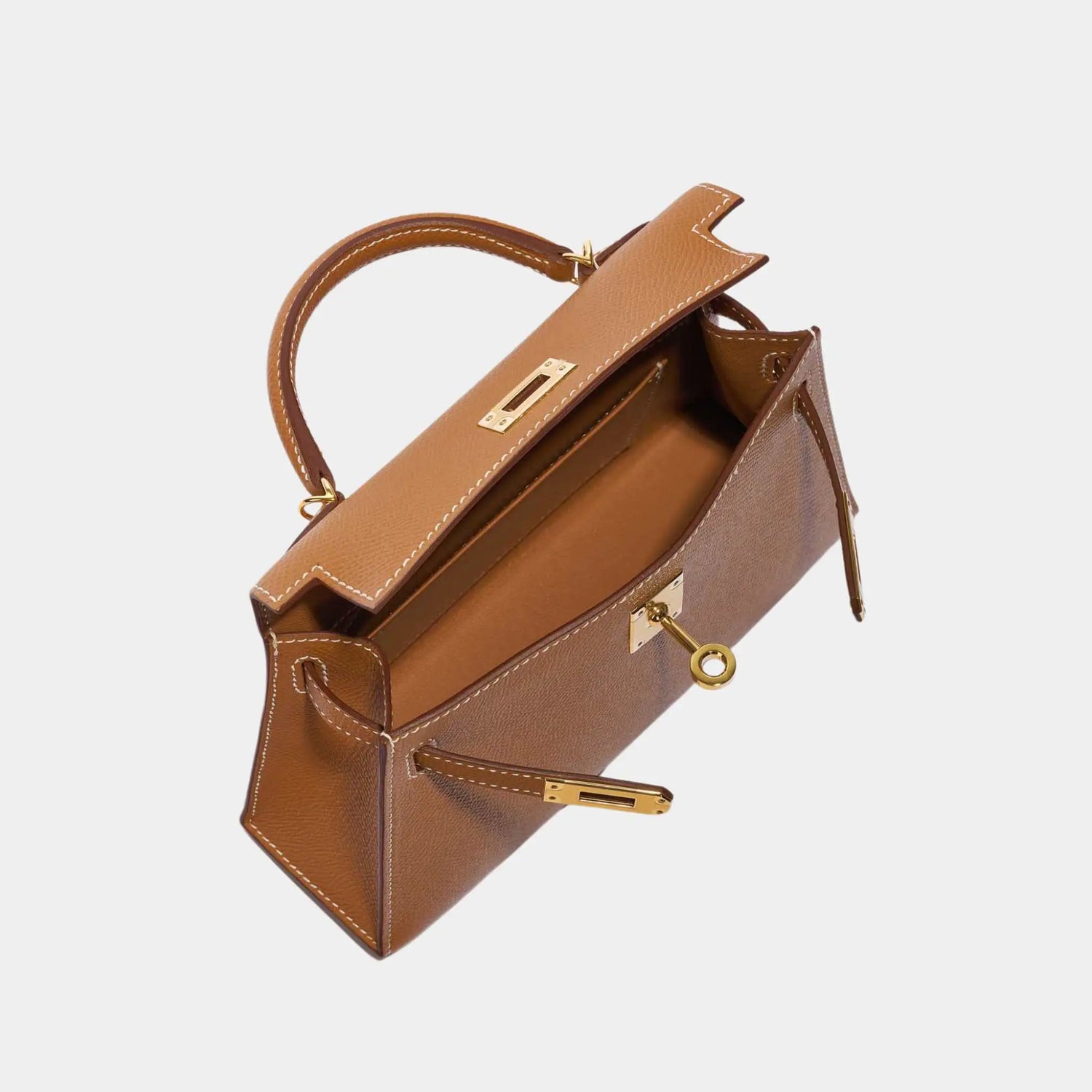 Hermes Hermes Kelly Mini Epsom Gold GHW, Top, Open