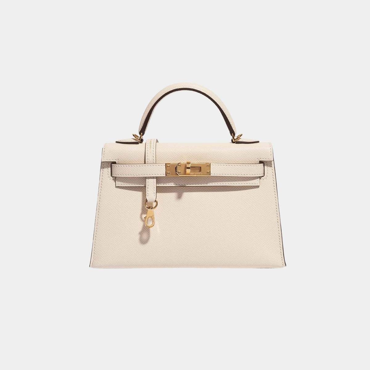 حقيبة Kelly Mini من جلد Epsom باللون Nata مع إكسسوارات ذهبية