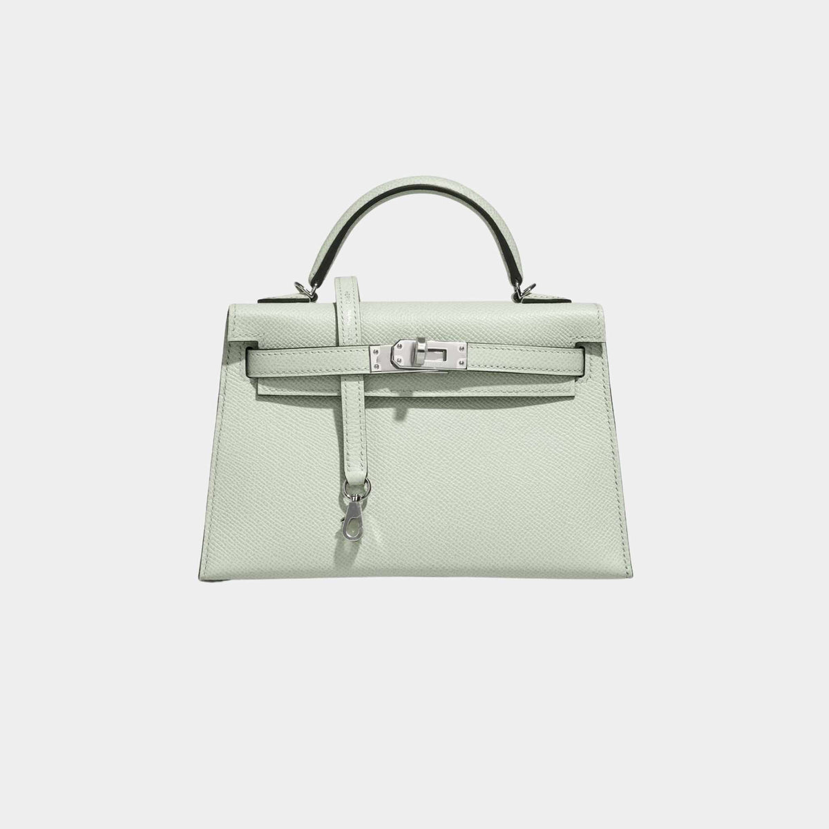 حقيبة Kelly Mini من جلد Epsom باللون Vert Fizz مع إكسسوارات بلاديوم