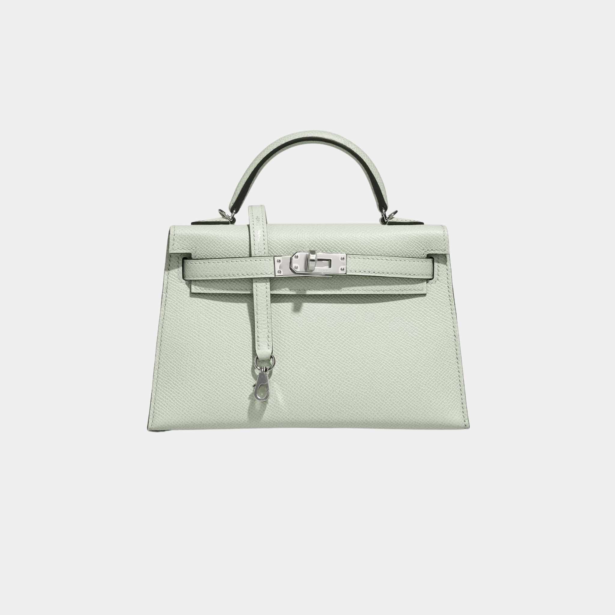 Hermes Kelly Mini Epsom Vert Fizz PHW, Front