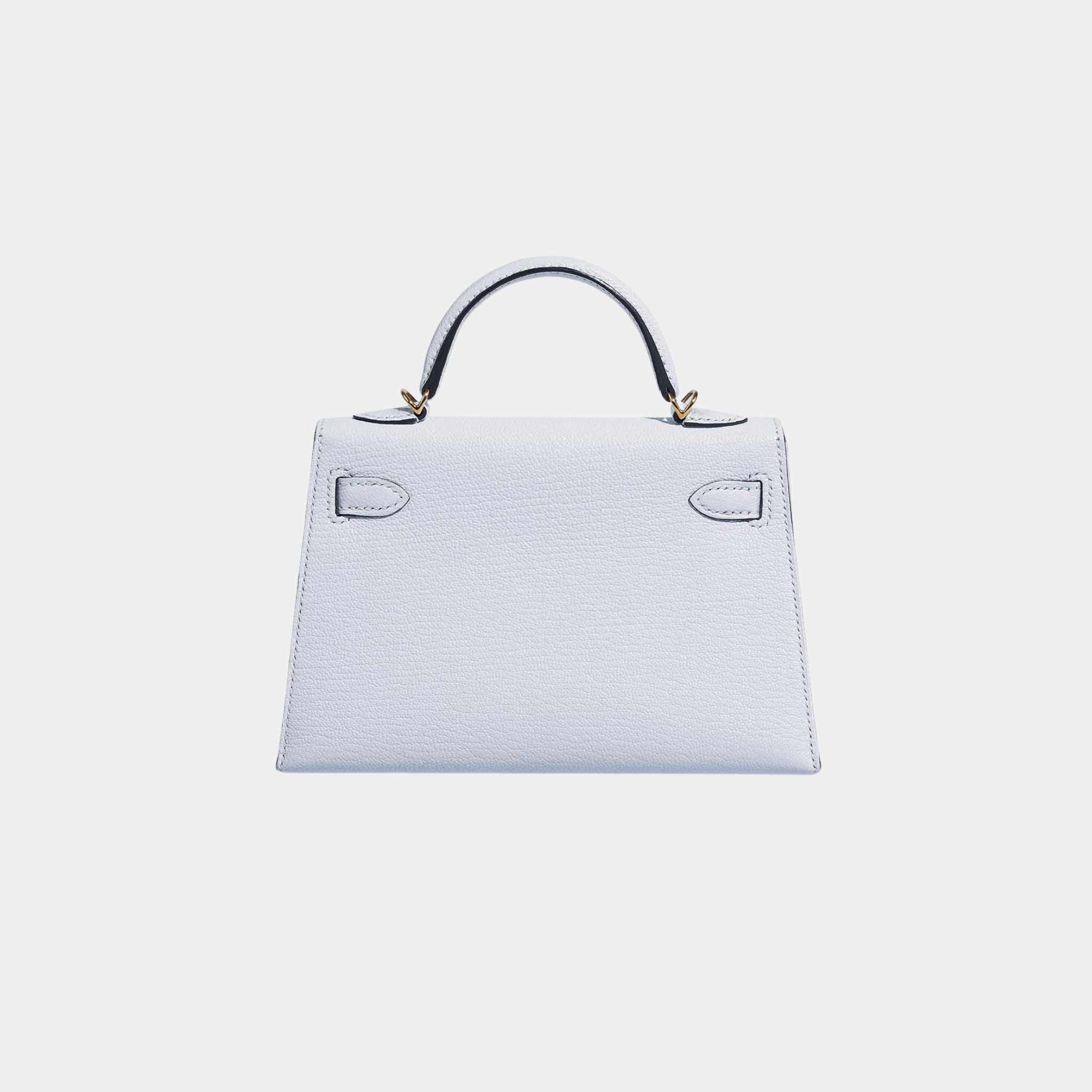 Hermes Kelly Mini II 20 Chevre Mysore Blue Brume, Back