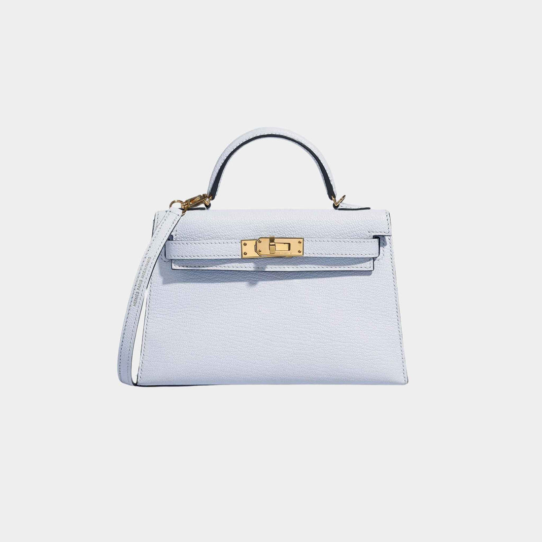 Hermes Kelly Mini II 20 Chevre Mysore Blue Brume, Front