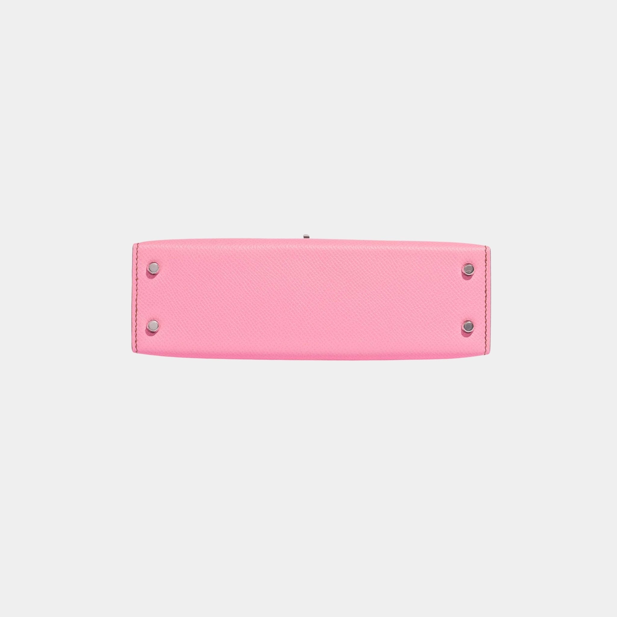 Hermes Kelly Mini II 20 Epsom 5P Bubblegum PHW, Bottom