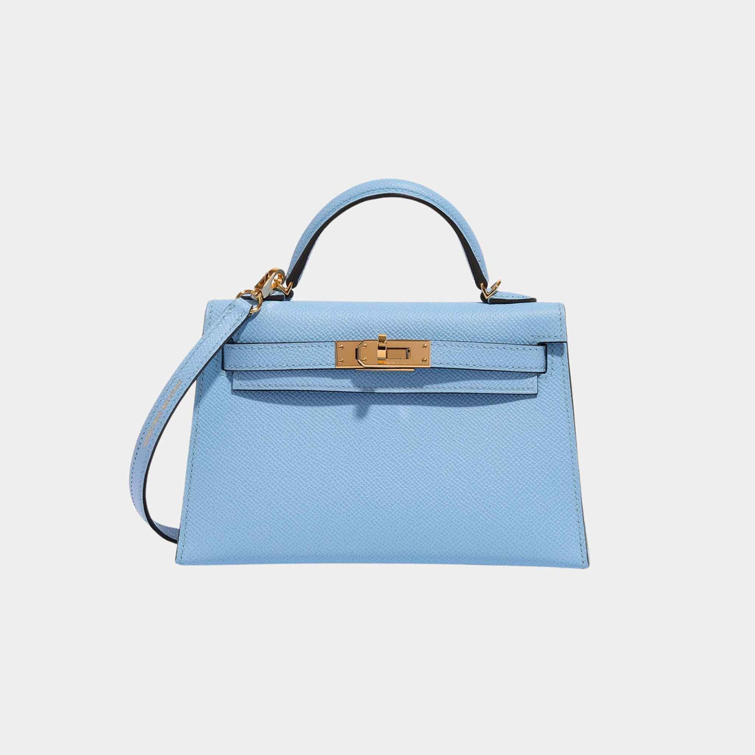 Hermes Kelly Mini II 20 Epsom Blue Celeste GHW, Front