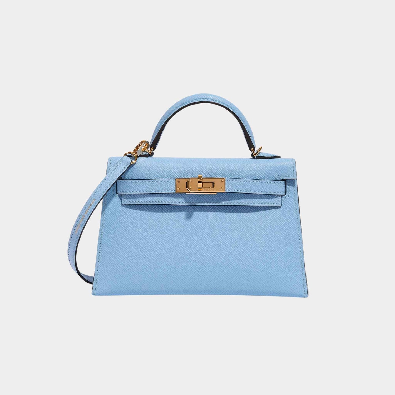 Hermes Kelly Mini II 20 Epsom Blue Celeste GHW, Front