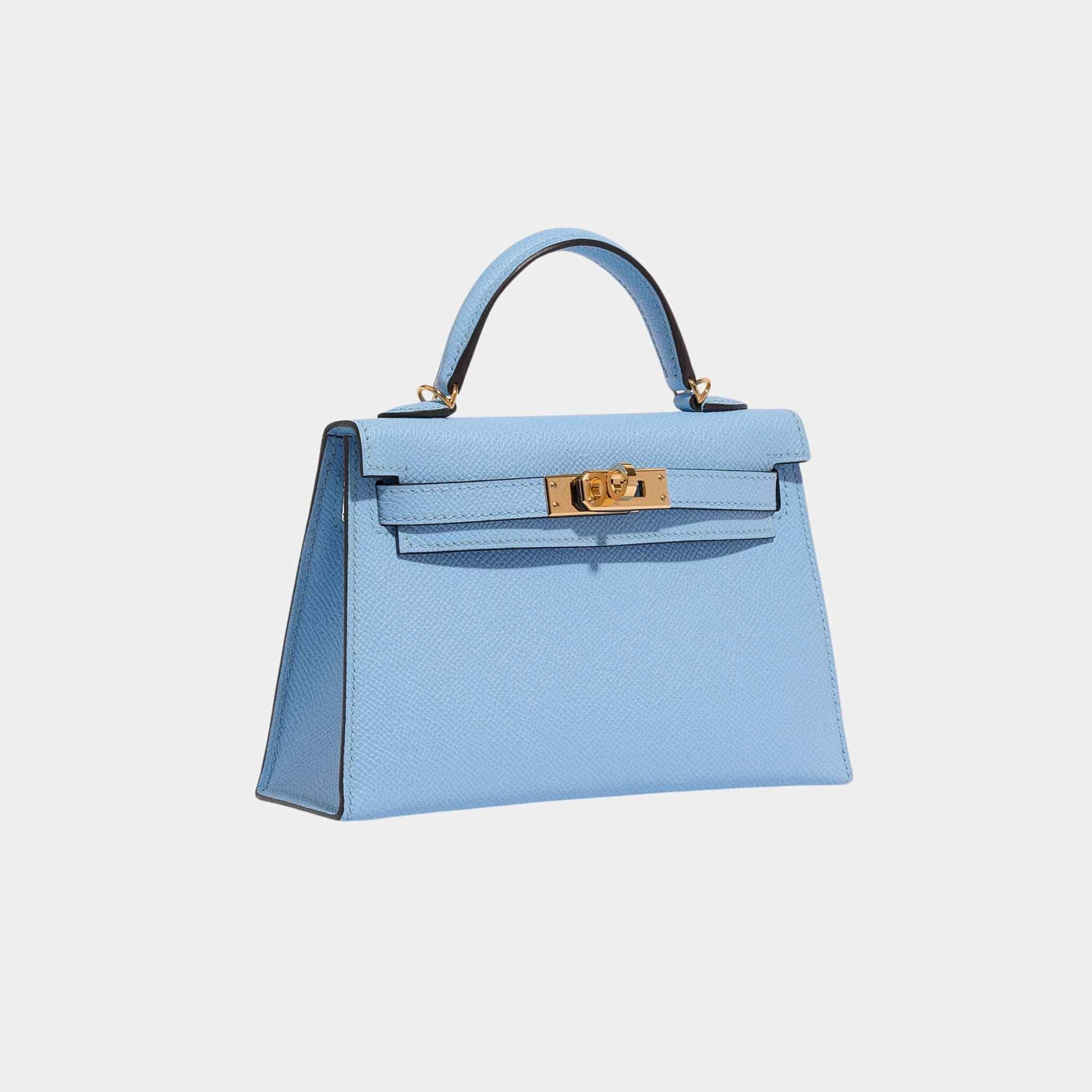 Hermes Kelly Mini II 20 Epsom Blue Celeste GHW, Side